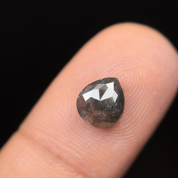 1.31 Ct Pear Rose Cut Grey Natural Antique Diamond