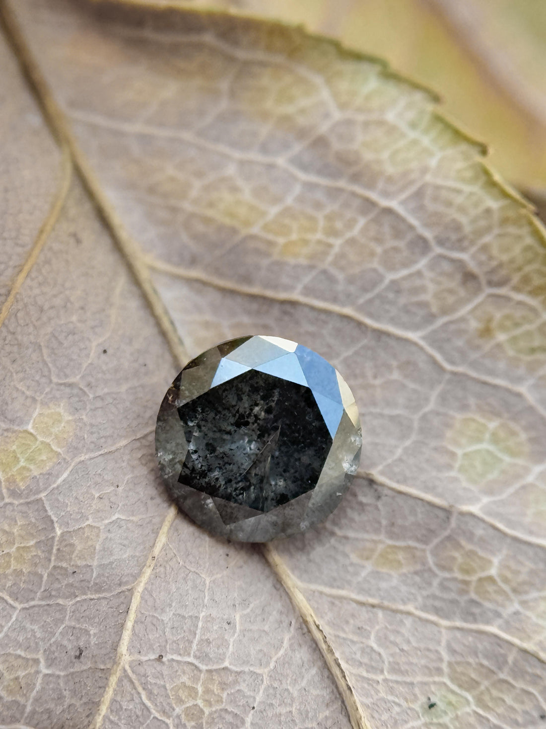 0.45 Ct Round Rose Cut Grey Natural Salt and Pepper Diamond