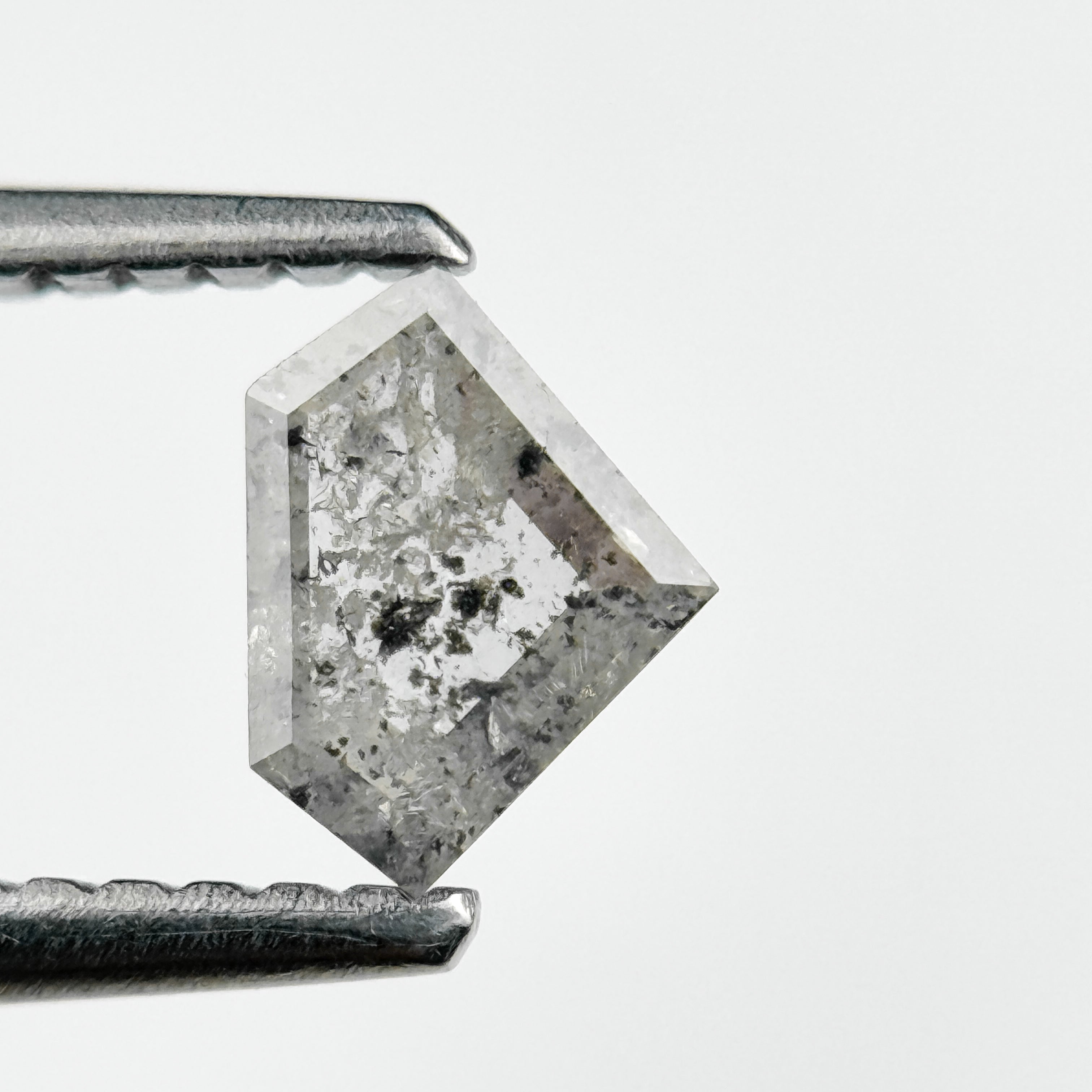 0.31 Ct Pentagon Rose Cut Grey Natural Salt and Pepper Diamond