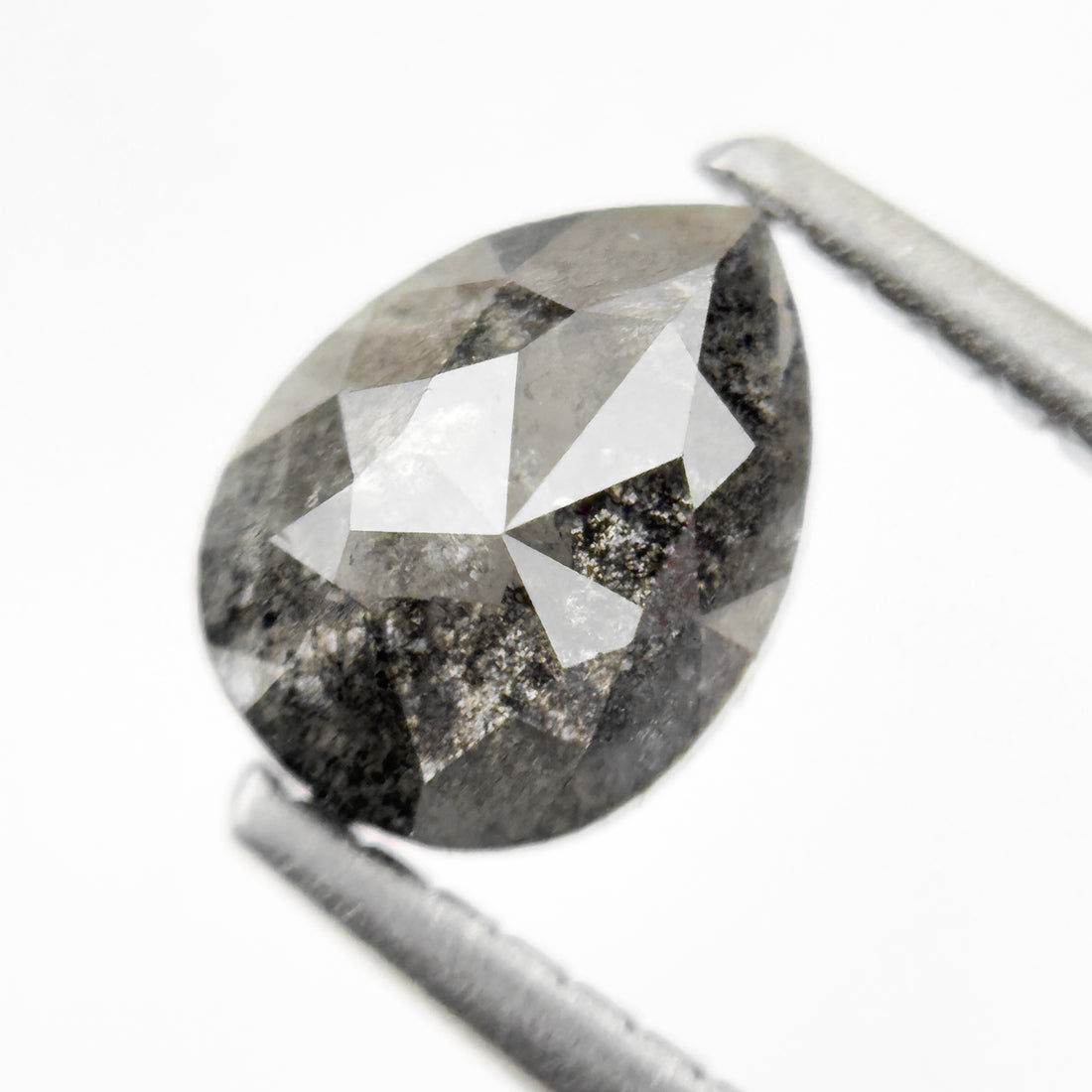 1.07 Ct Pear Rose Cut Grey Natural Minimalist Diamond