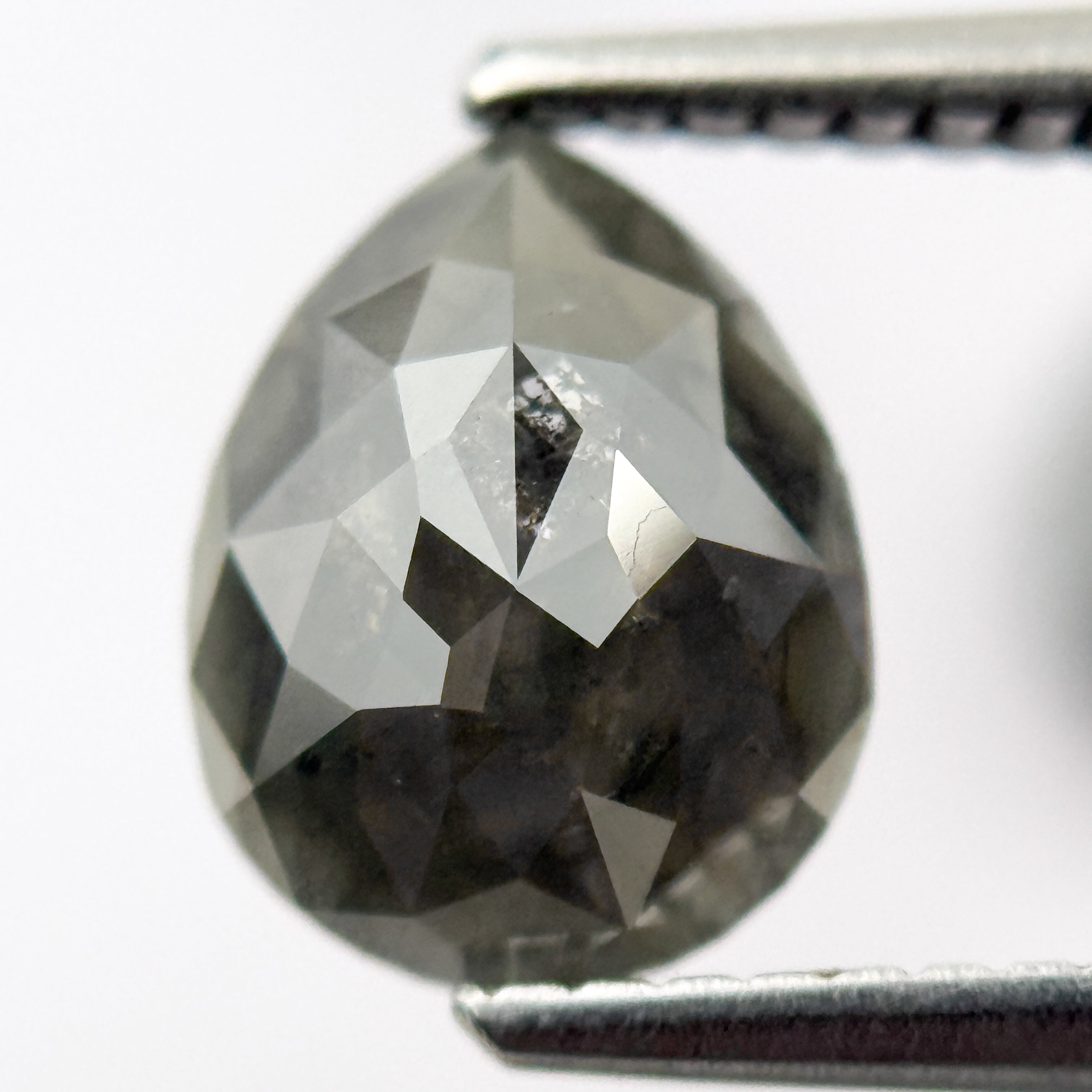 2.46 Ct Pear Rose Cut Green Natural Salt and pepper Diamond Pair