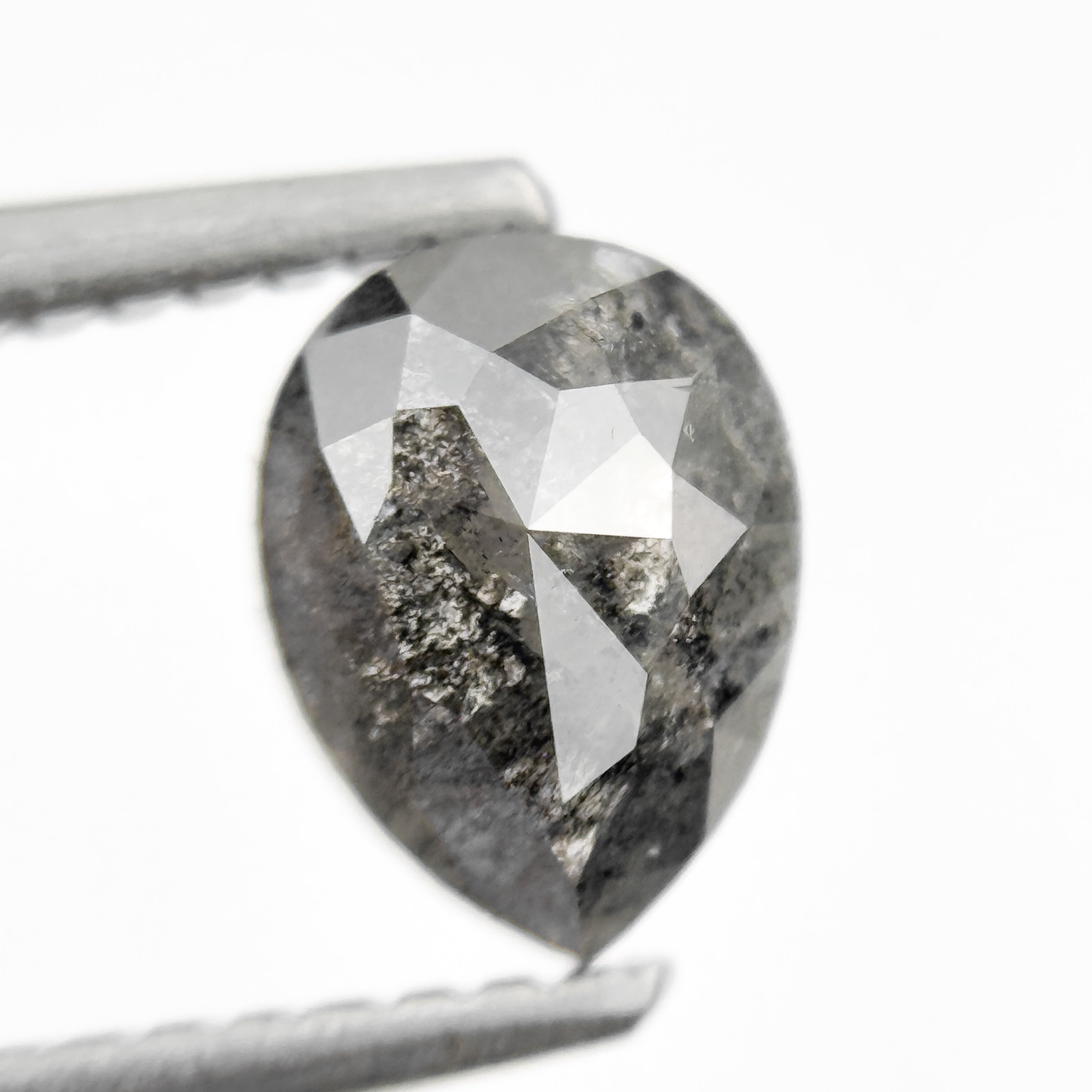 1.07 Ct Pear Rose Cut Grey Natural Minimalist Diamond
