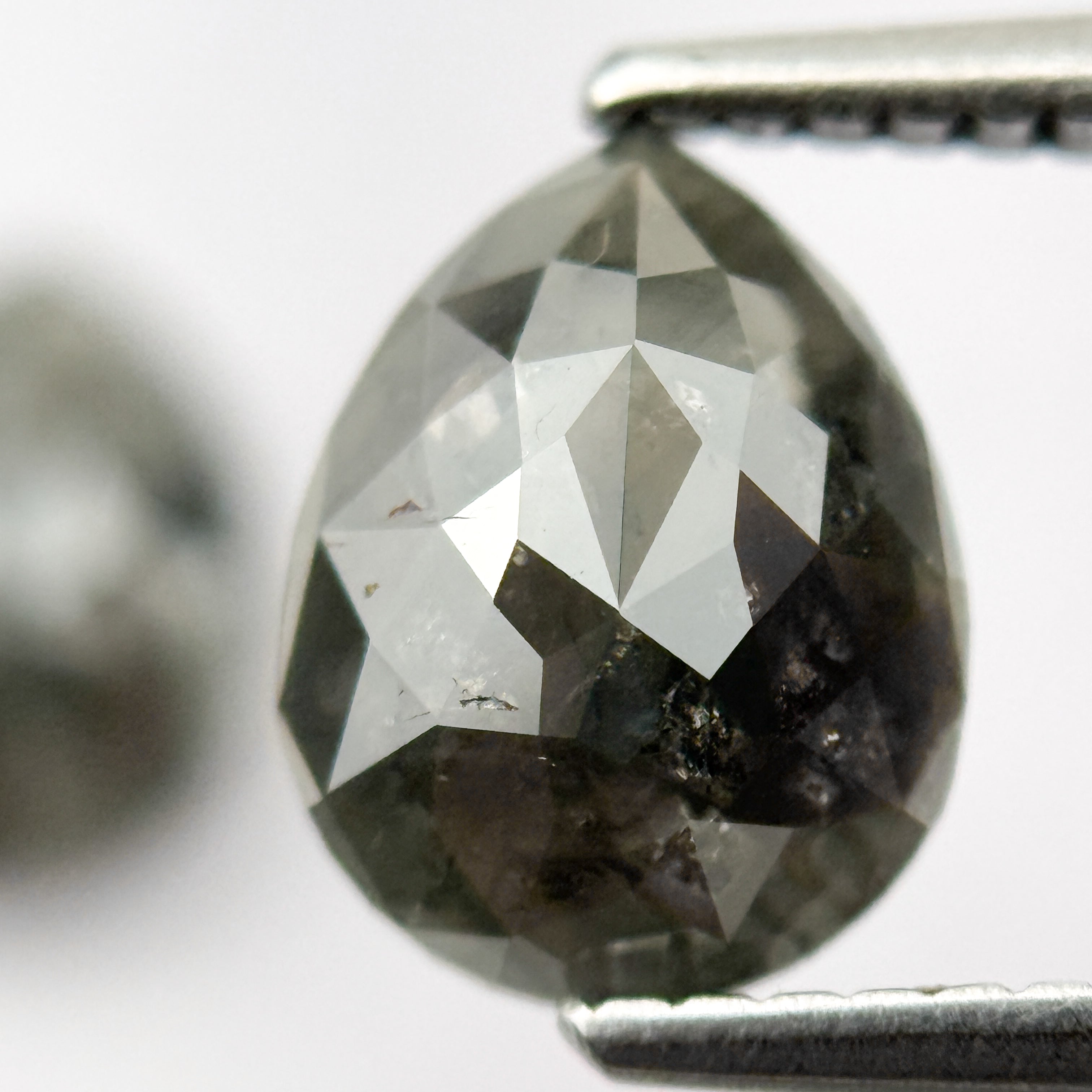 2.46 Ct Pear Rose Cut Green Natural Salt and pepper Diamond Pair
