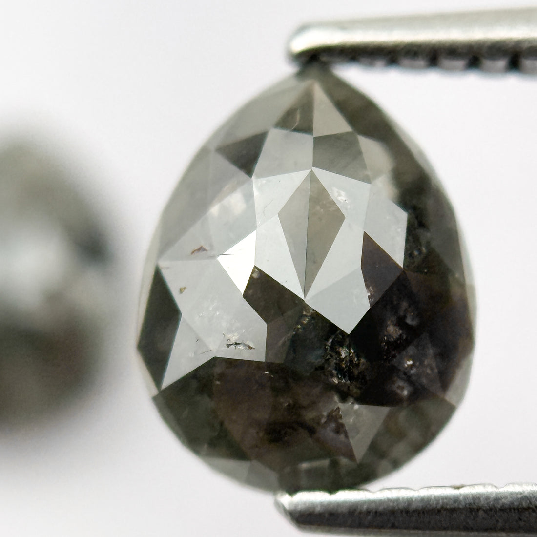 2.46 Ct Pear Rose Cut Green Natural Salt and pepper Diamond Pair