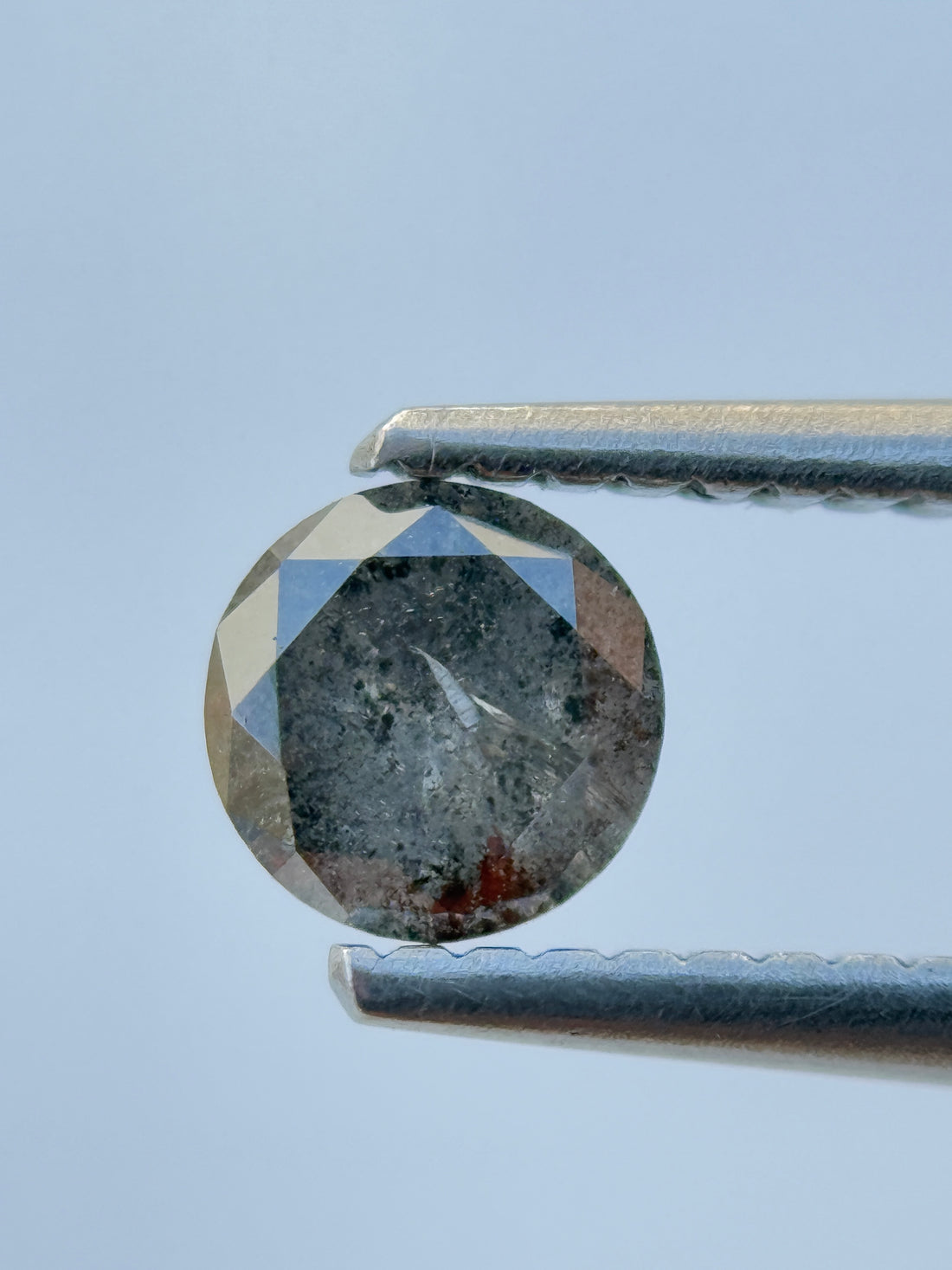 0.45 Ct Round Rose Cut Grey Natural Salt and Pepper Diamond