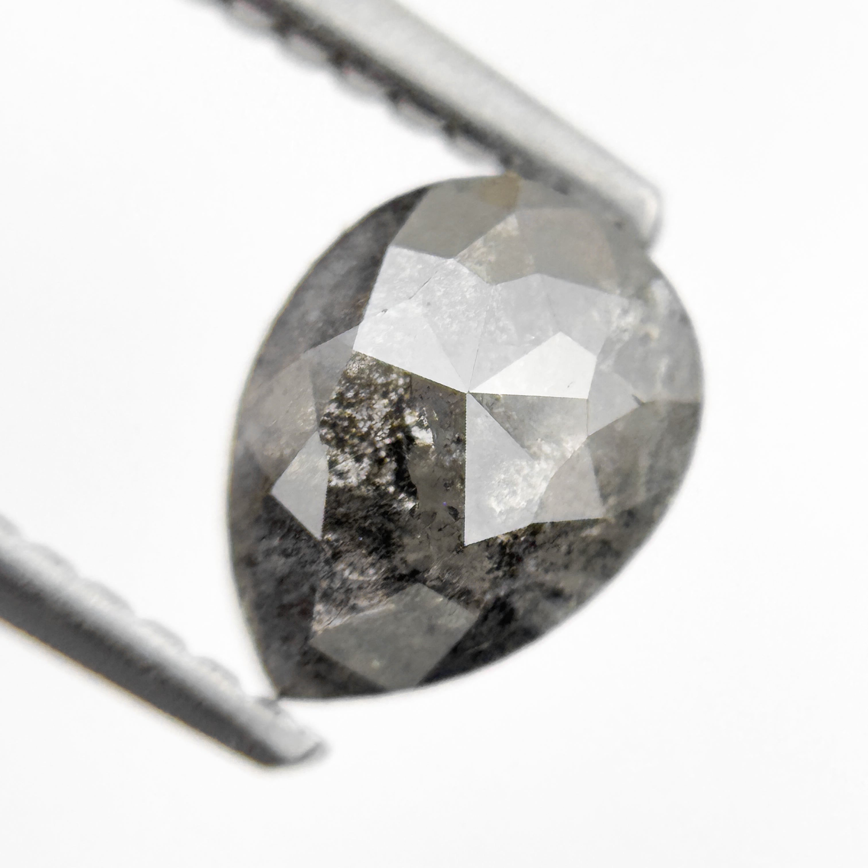1.07 Ct Pear Rose Cut Grey Natural Minimalist Diamond