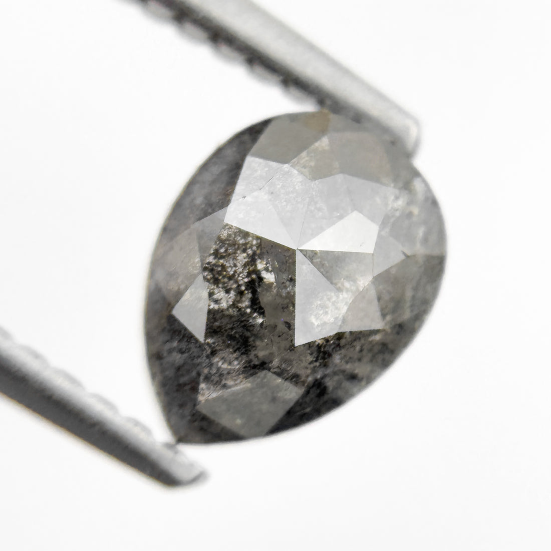 1.07 Ct Pear Rose Cut Grey Natural Minimalist Diamond