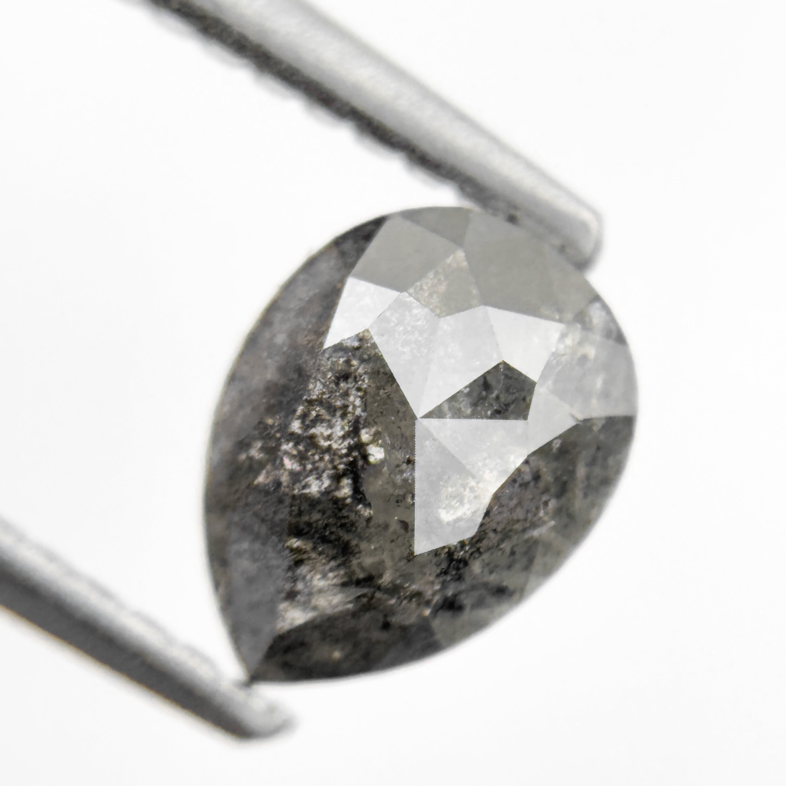 1.07 Ct Pear Rose Cut Grey Natural Minimalist Diamond