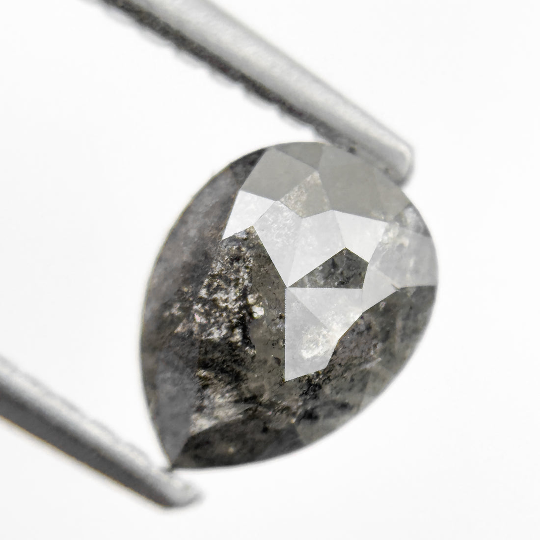 1.07 Ct Pear Rose Cut Grey Natural Minimalist Diamond