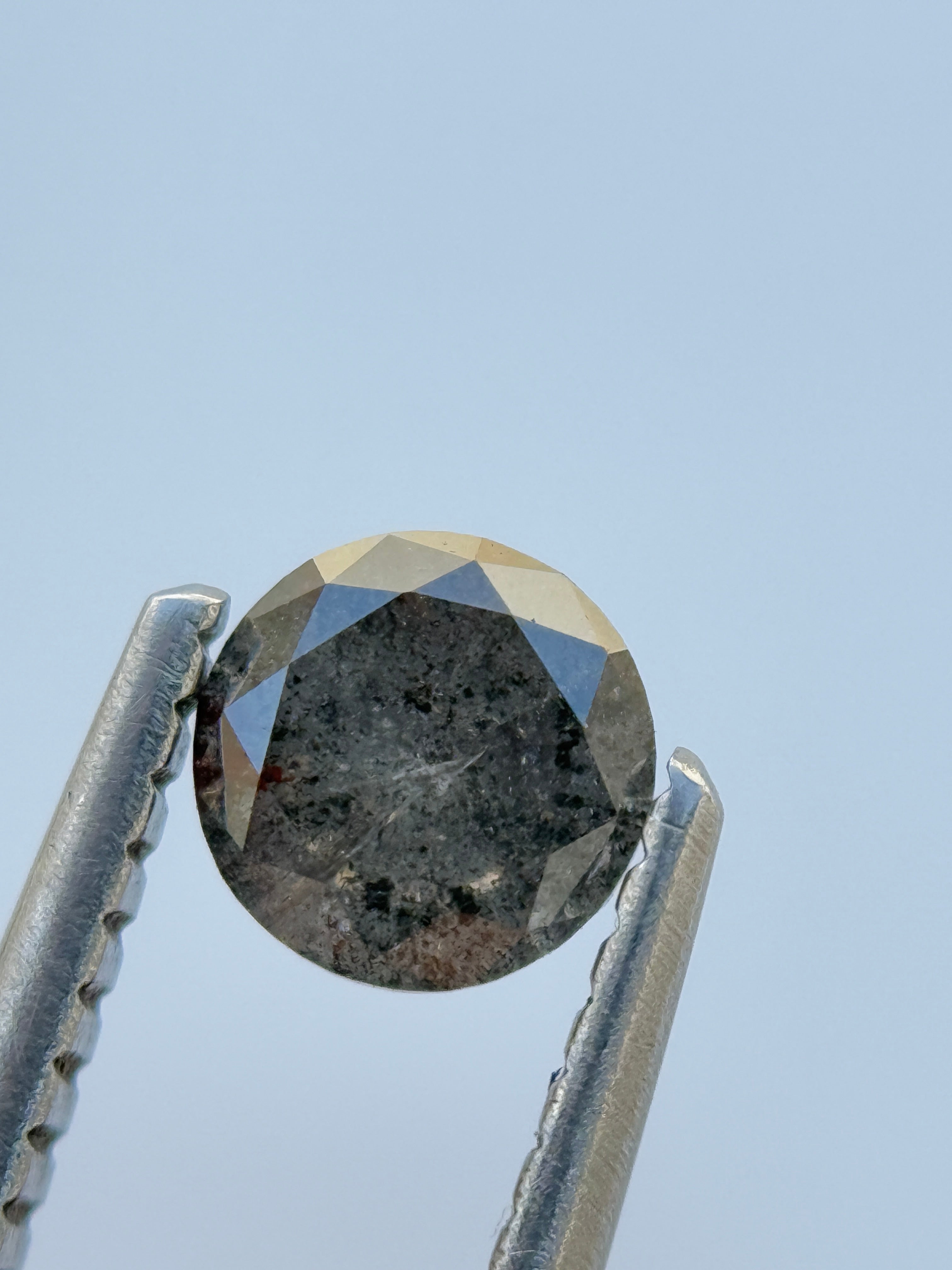 0.45 Ct Round Rose Cut Grey Natural Salt and Pepper Diamond