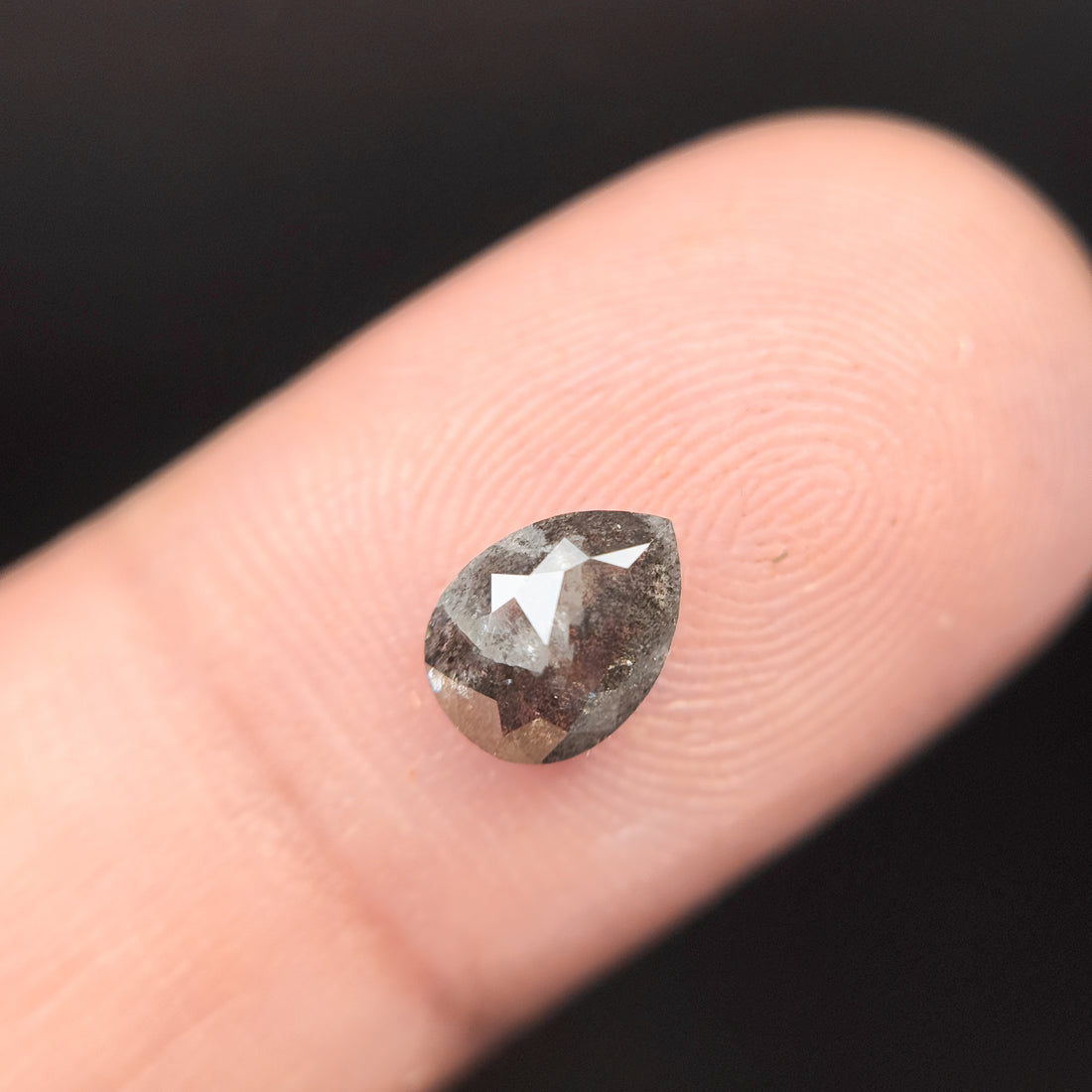 1.07 Ct Pear Rose Cut Grey Natural Minimalist Diamond