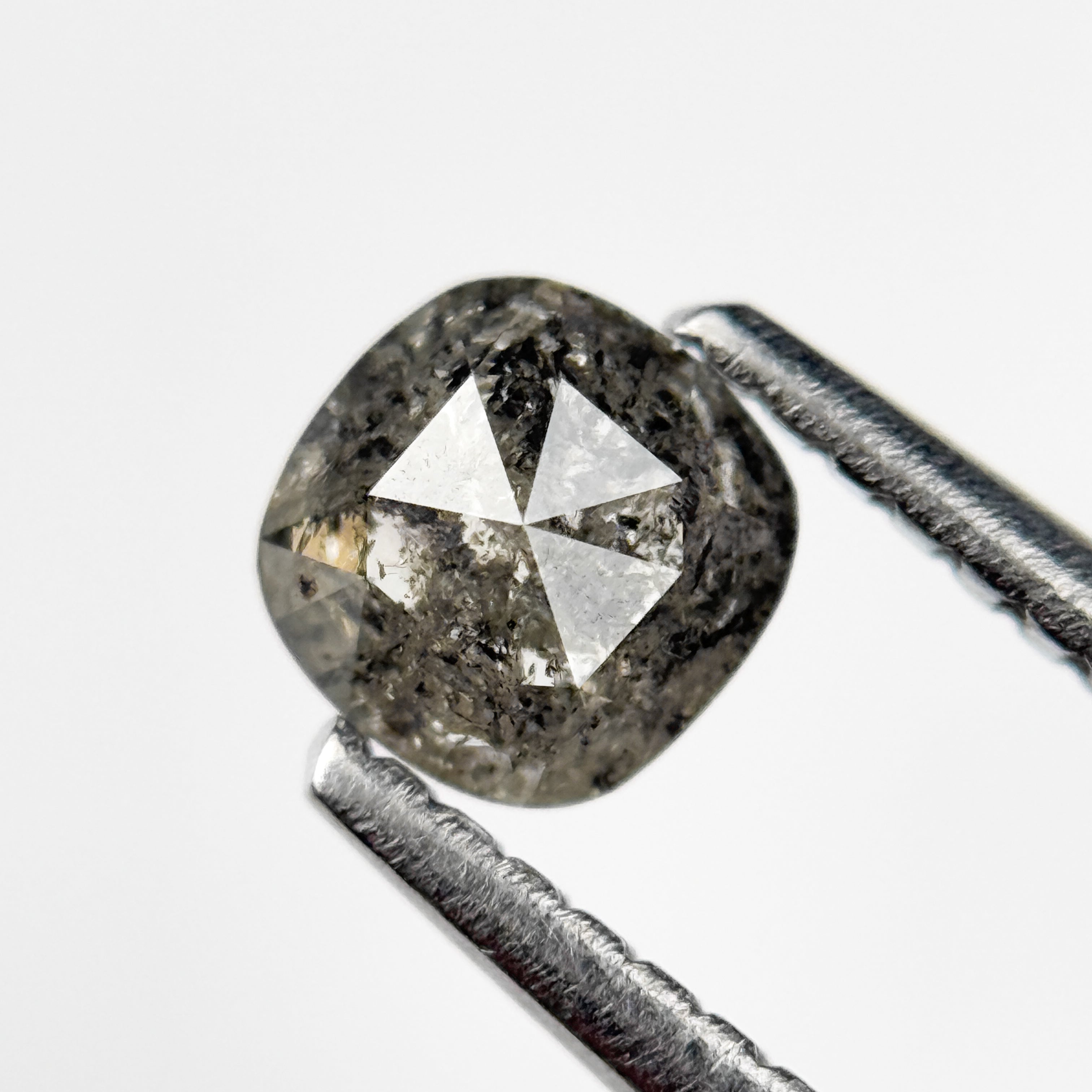 0.52 Ct Cushion Rose Cut Grey Natural Salt and Pepper Diamond