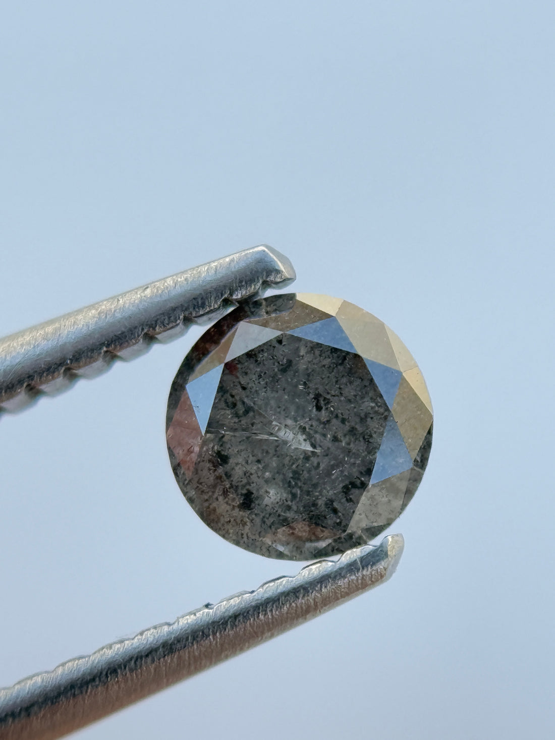 0.45 Ct Round Rose Cut Grey Natural Salt and Pepper Diamond