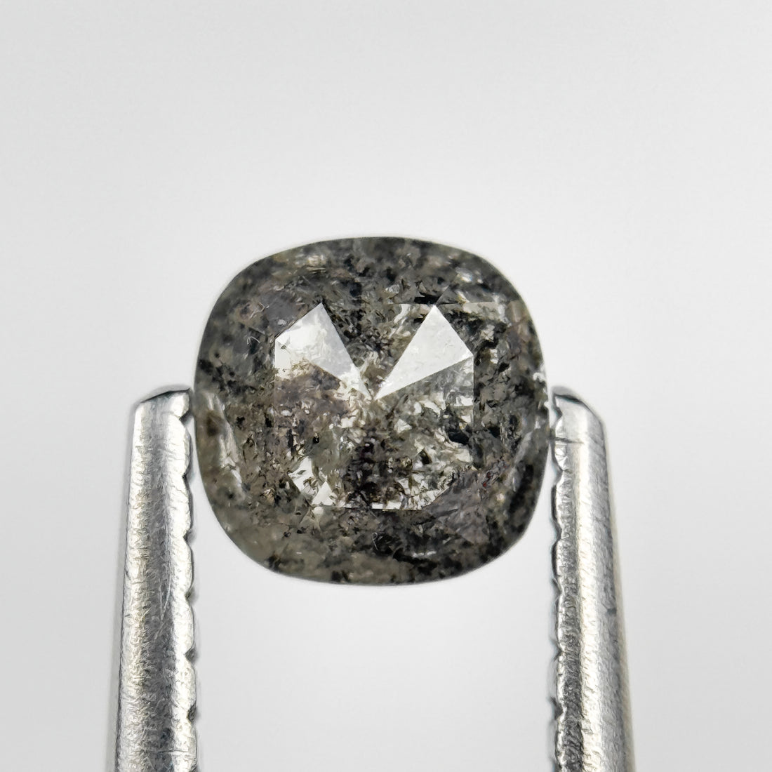 0.52 Ct Cushion Rose Cut Grey Natural Salt and Pepper Diamond