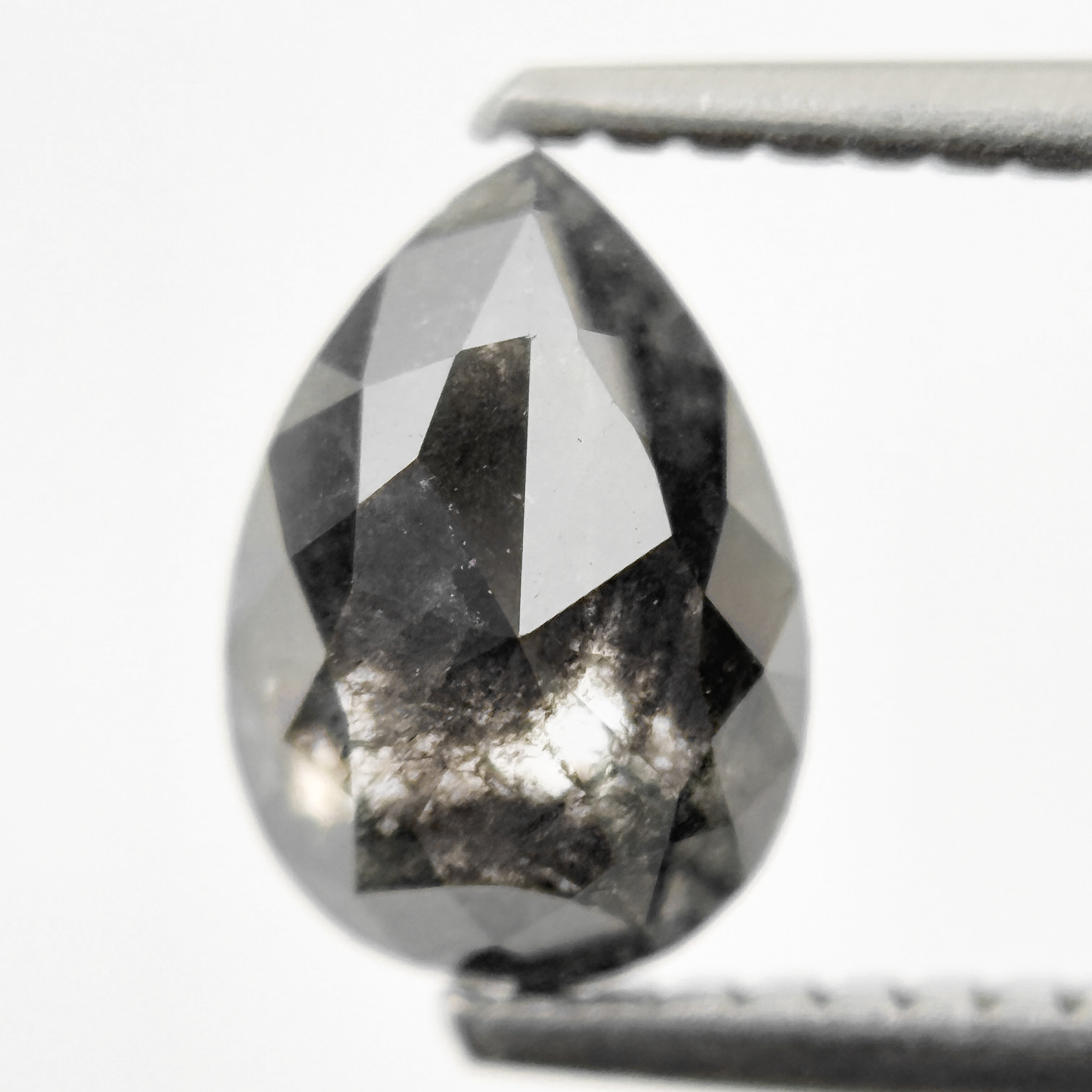 1.24 Ct Pear Rose Cut Grey Natural Minimalist Diamond