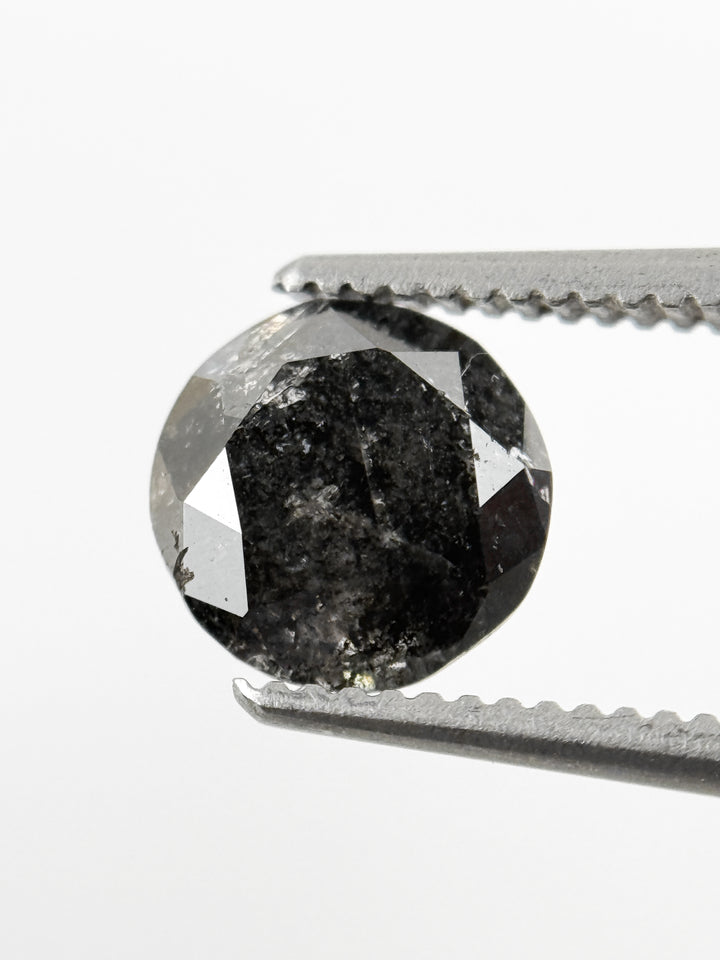 1.20 Ct Round Brilliant Cut Black Natural Galaxy Diamond