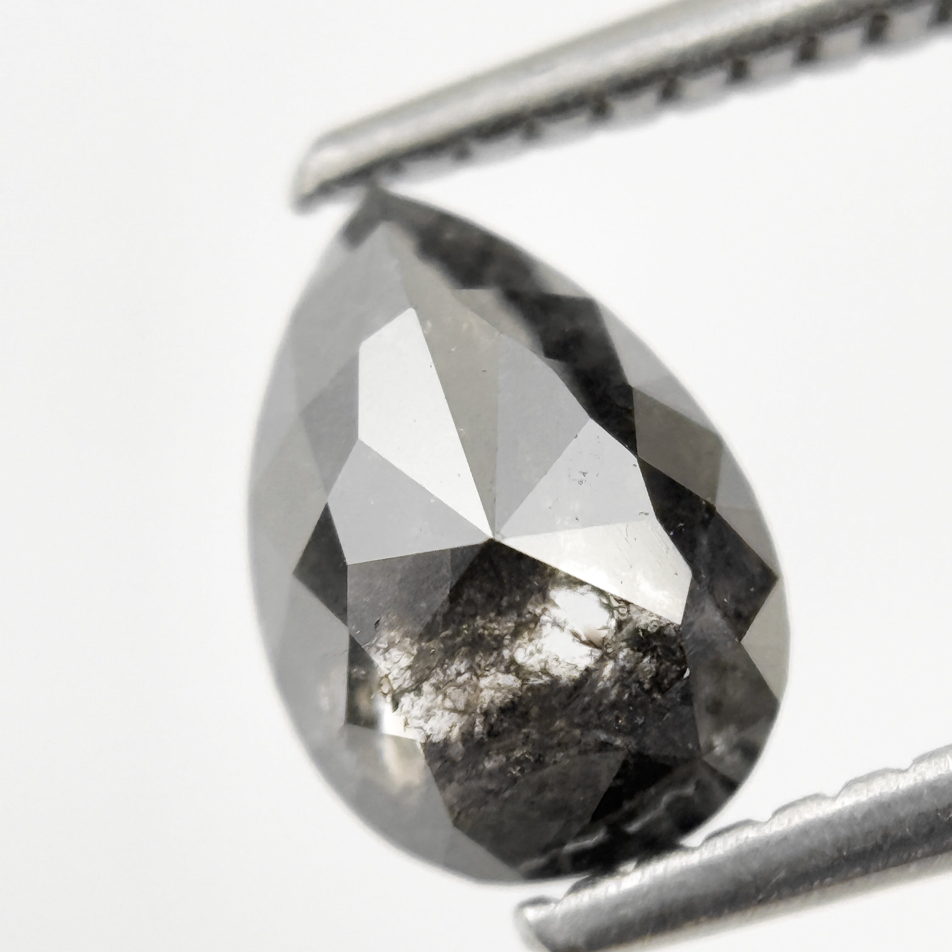 1.24 Ct Pear Rose Cut Grey Natural Minimalist Diamond