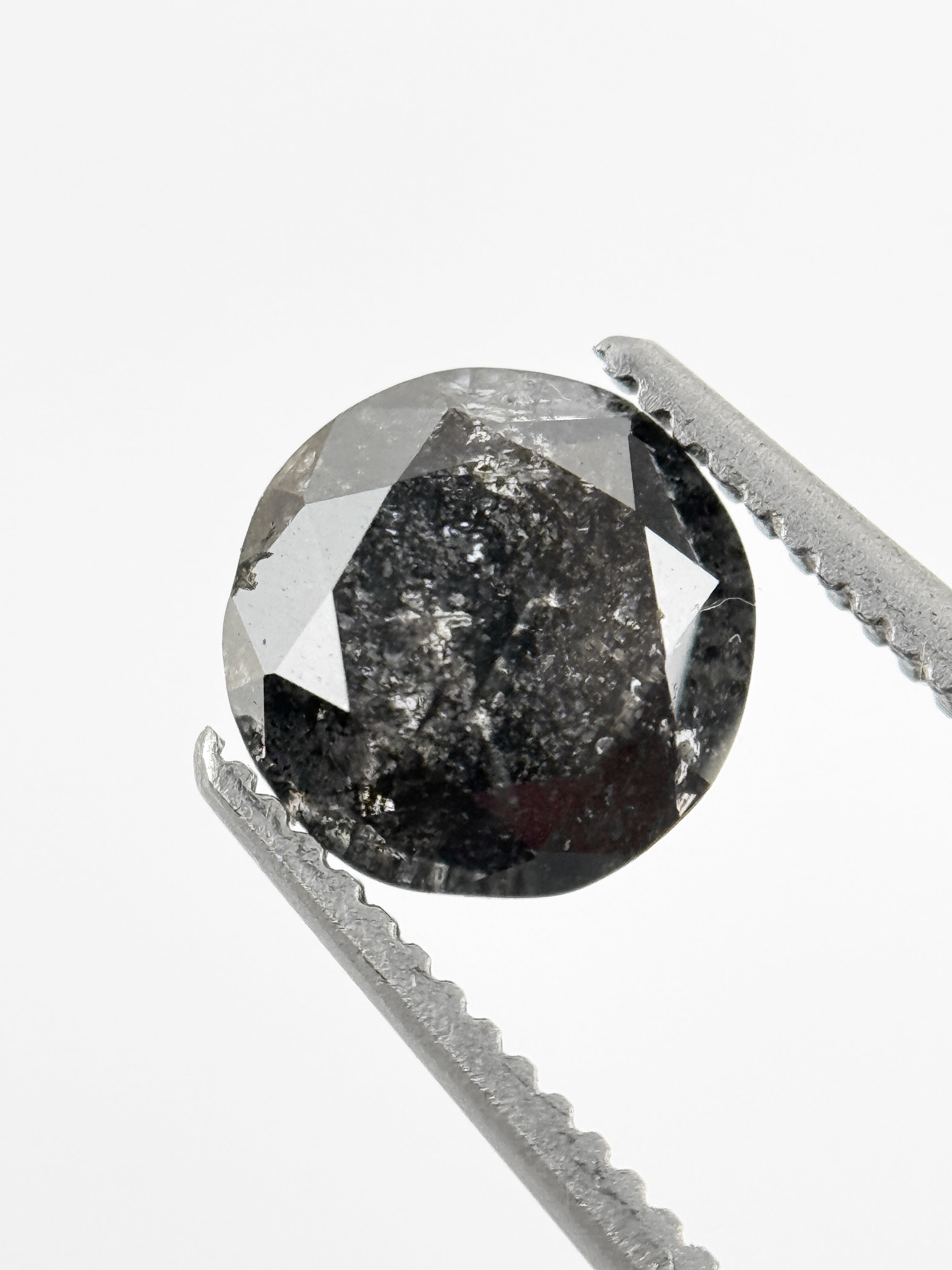 1.20 Ct Round Brilliant Cut Black Natural Galaxy Diamond