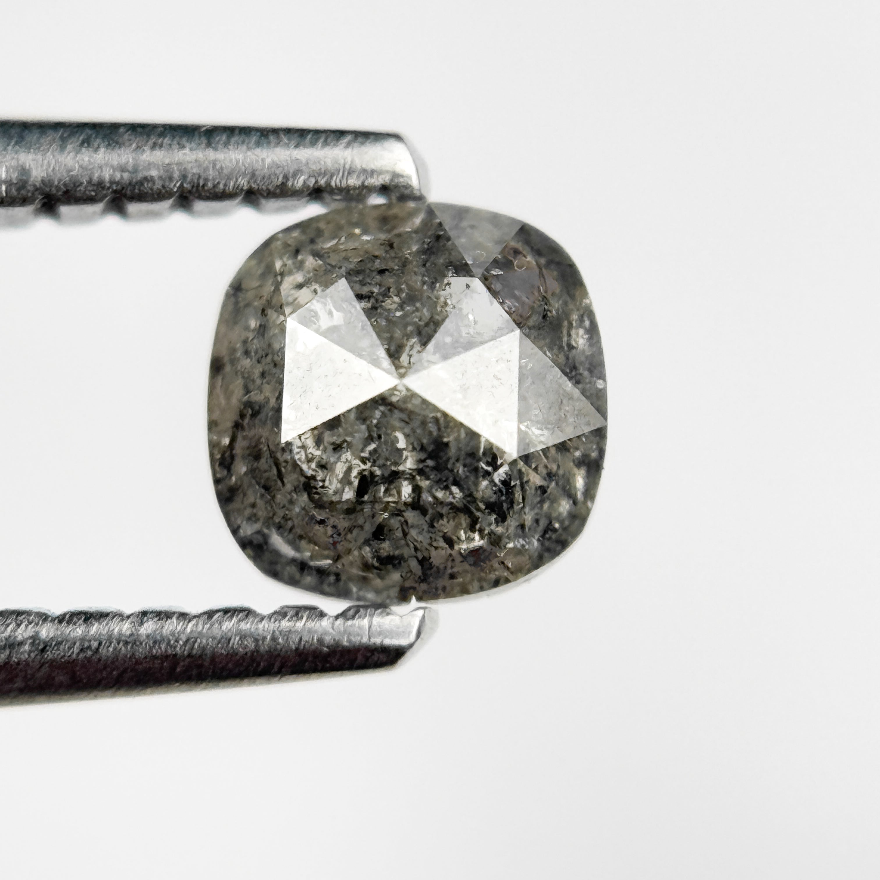 0.52 Ct Cushion Rose Cut Grey Natural Salt and Pepper Diamond