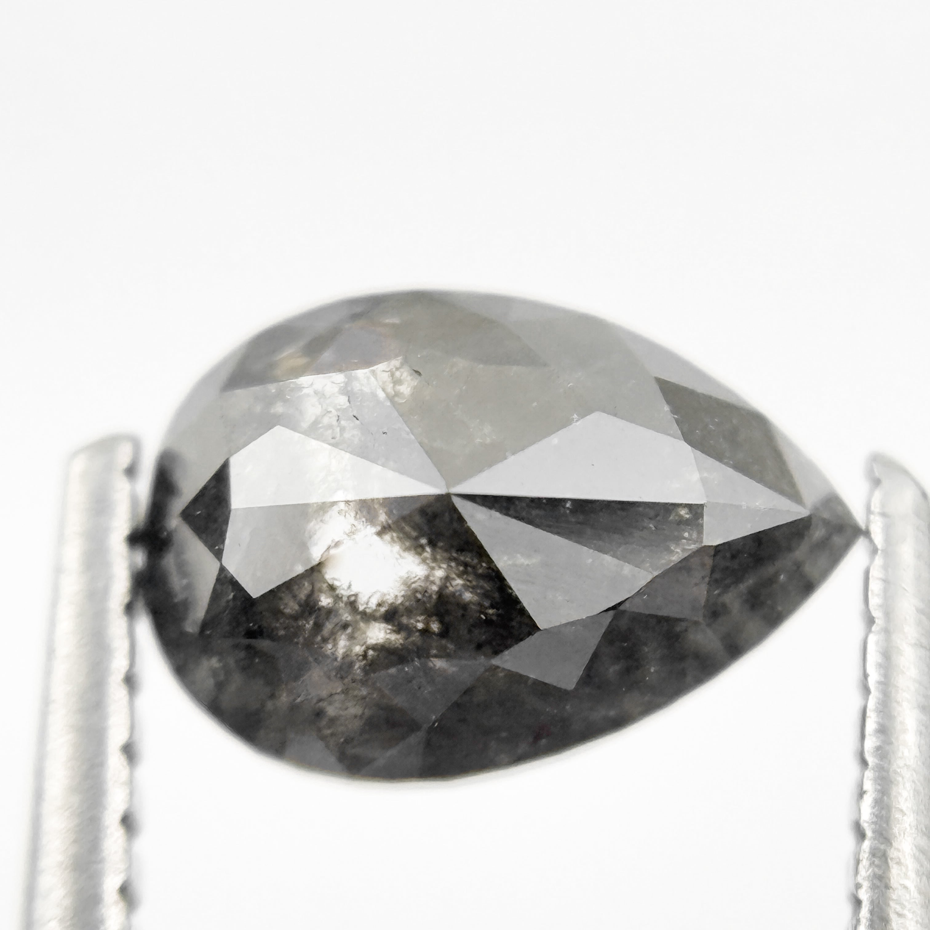 1.24 Ct Pear Rose Cut Grey Natural Minimalist Diamond