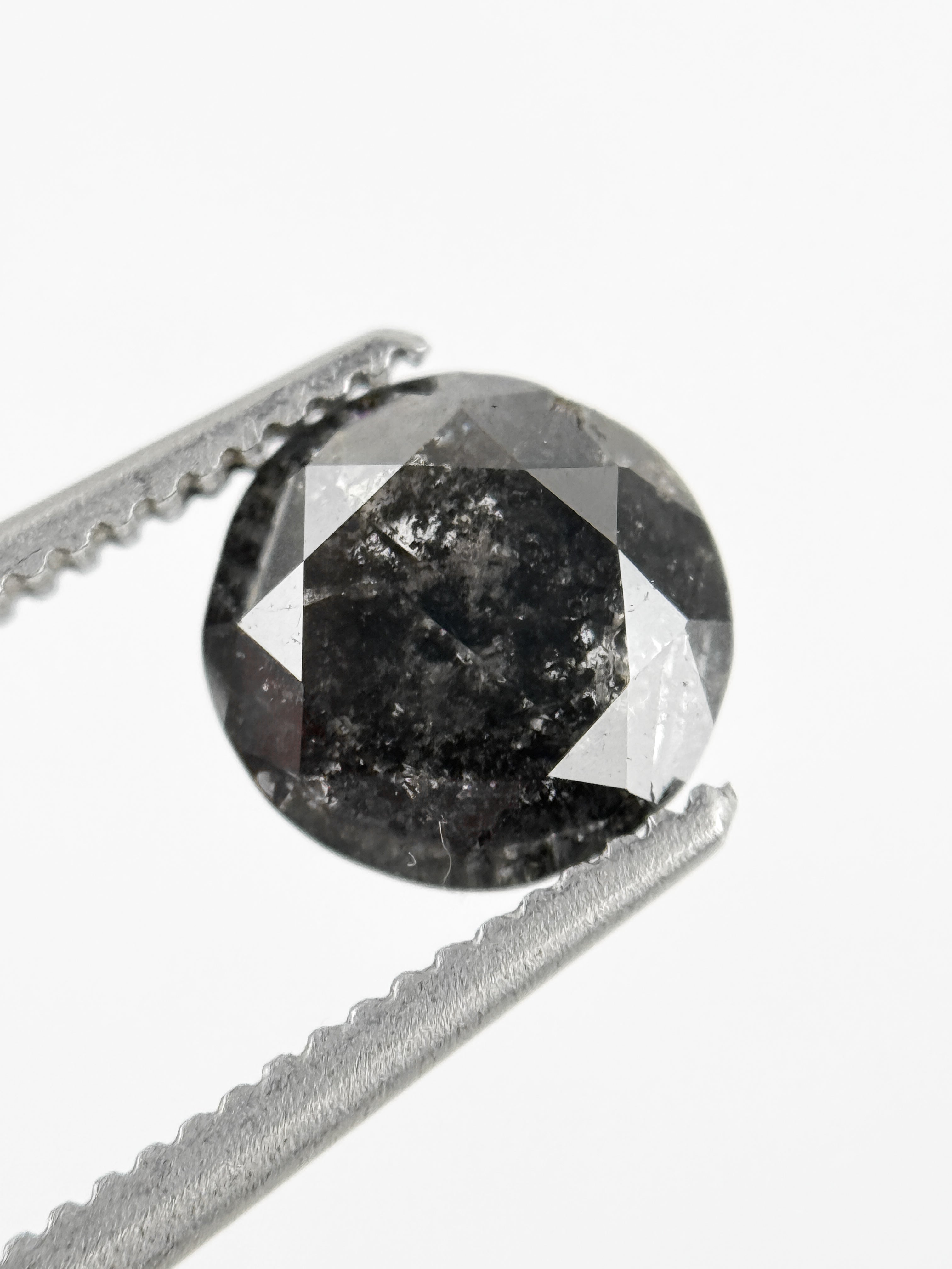 1.20 Ct Round Brilliant Cut Black Natural Galaxy Diamond