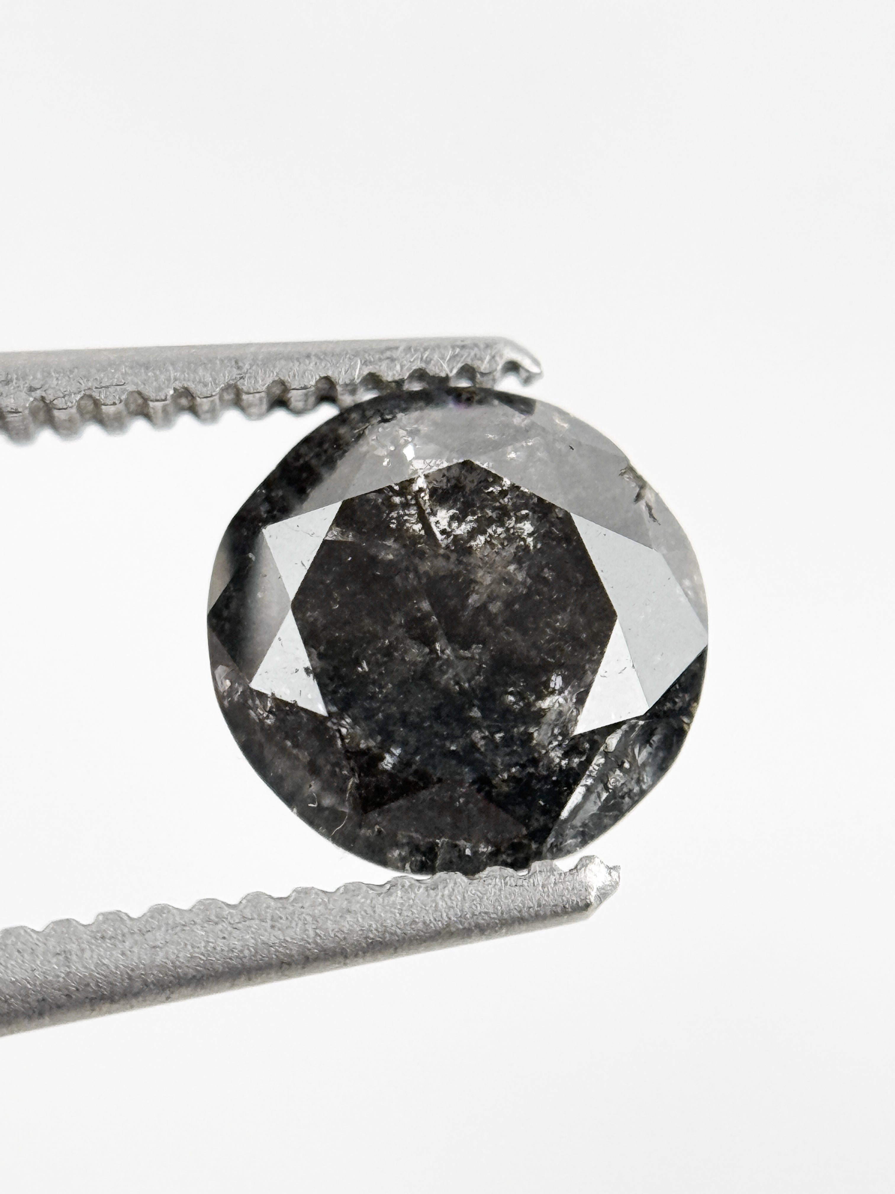 1.20 Ct Round Brilliant Cut Black Natural Galaxy Diamond