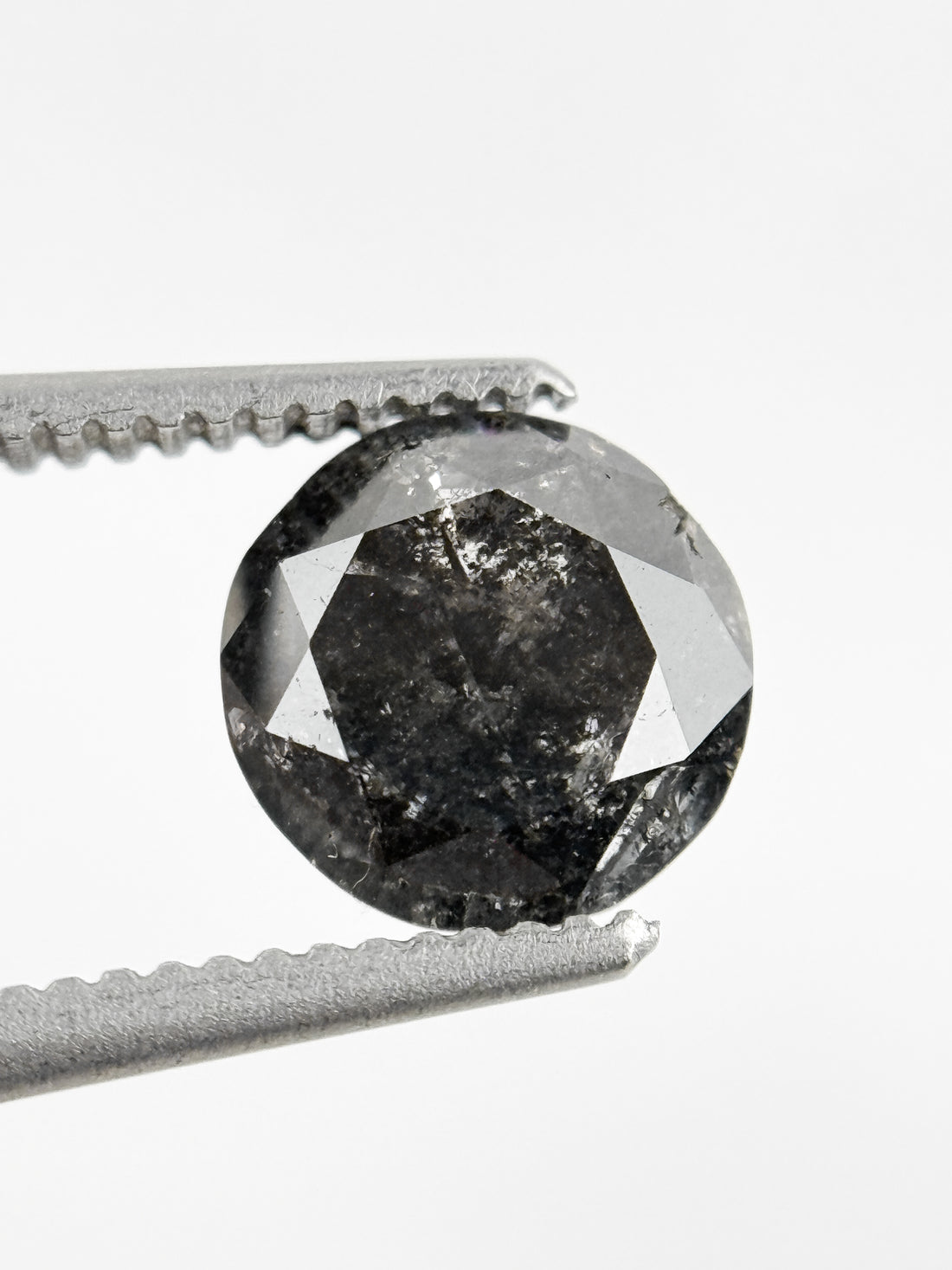 1.20 Ct Round Brilliant Cut Black Natural Galaxy Diamond