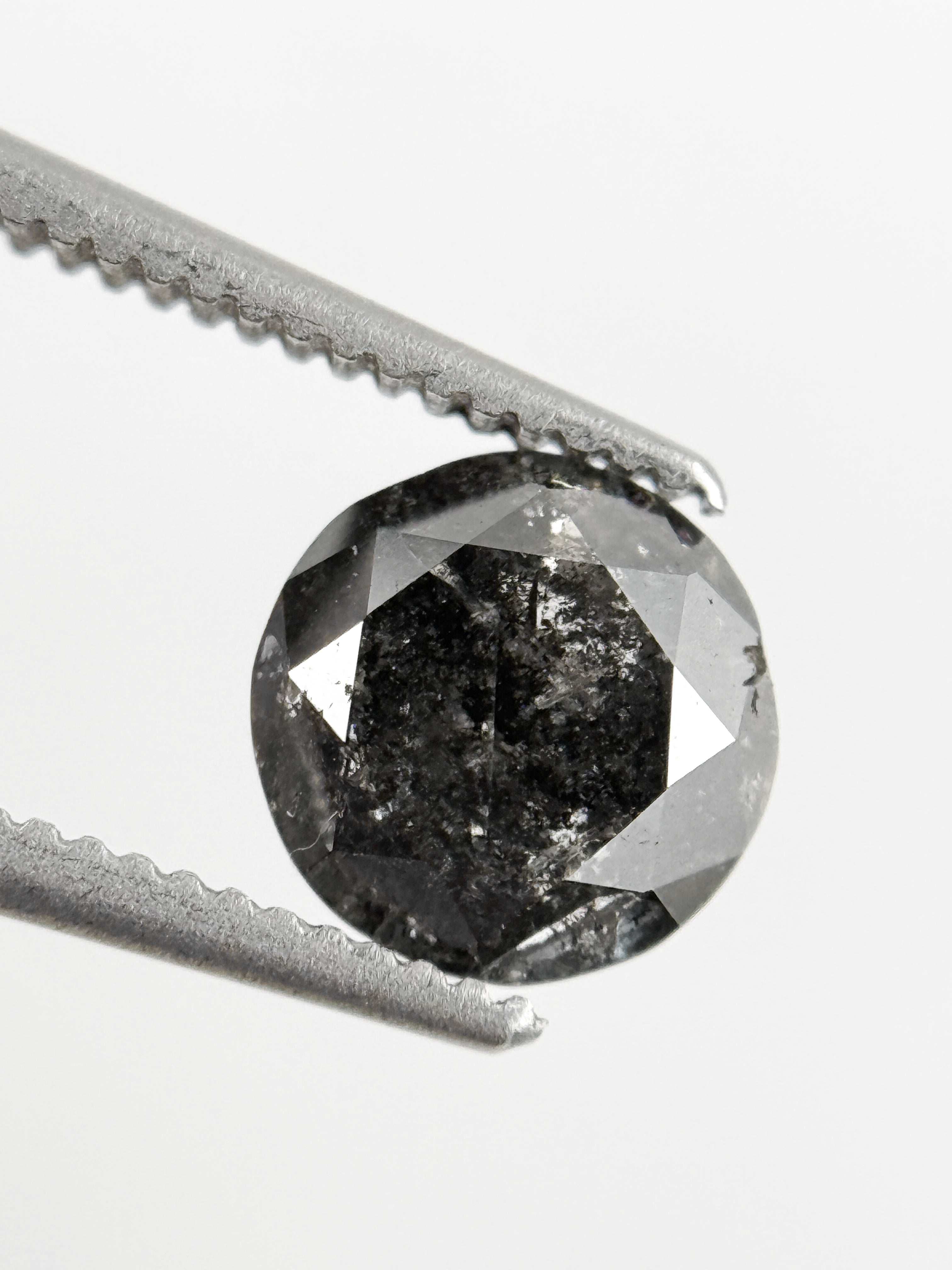 1.20 Ct Round Brilliant Cut Black Natural Galaxy Diamond