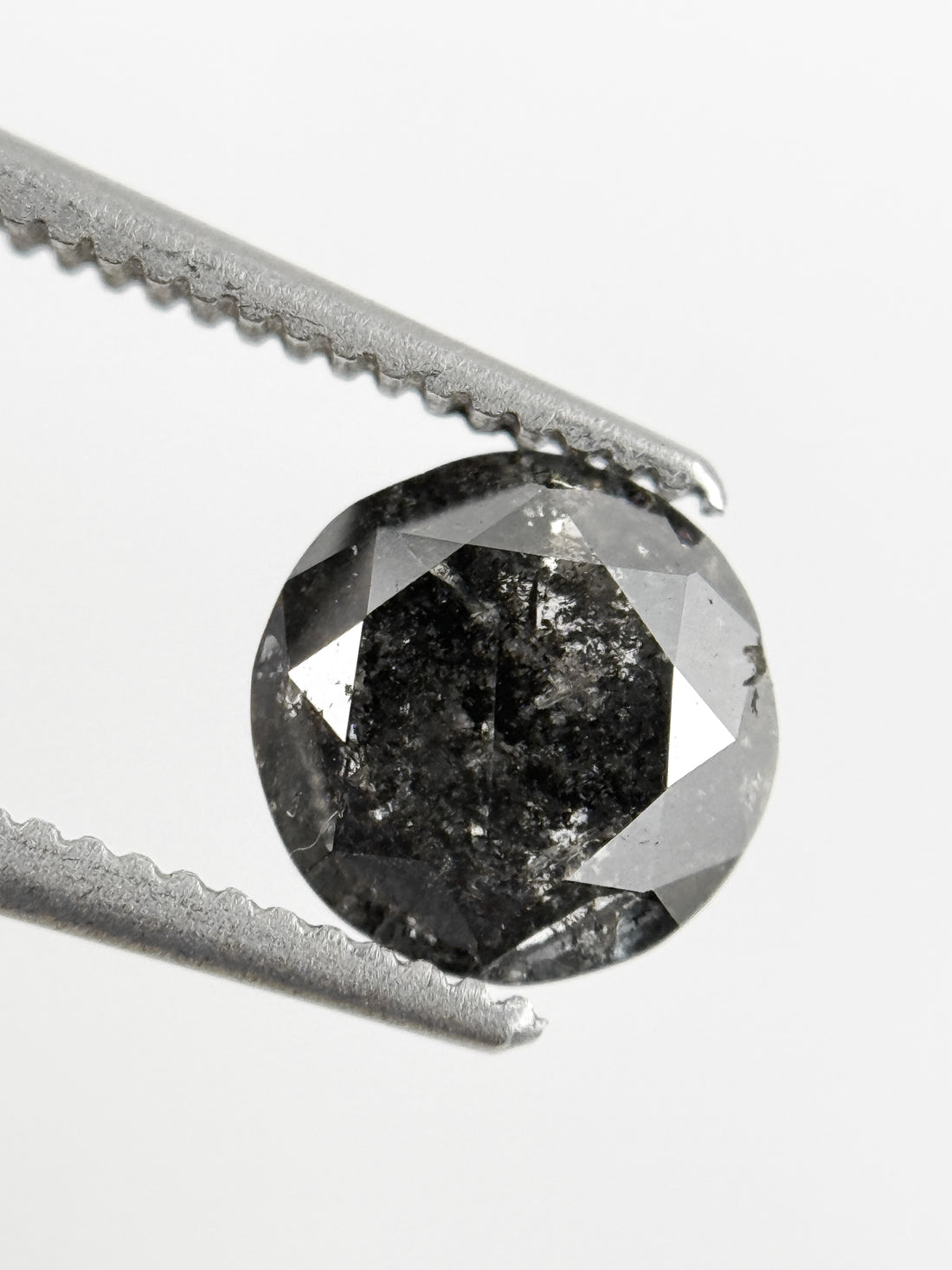 1.20 Ct Round Brilliant Cut Black Natural Galaxy Diamond