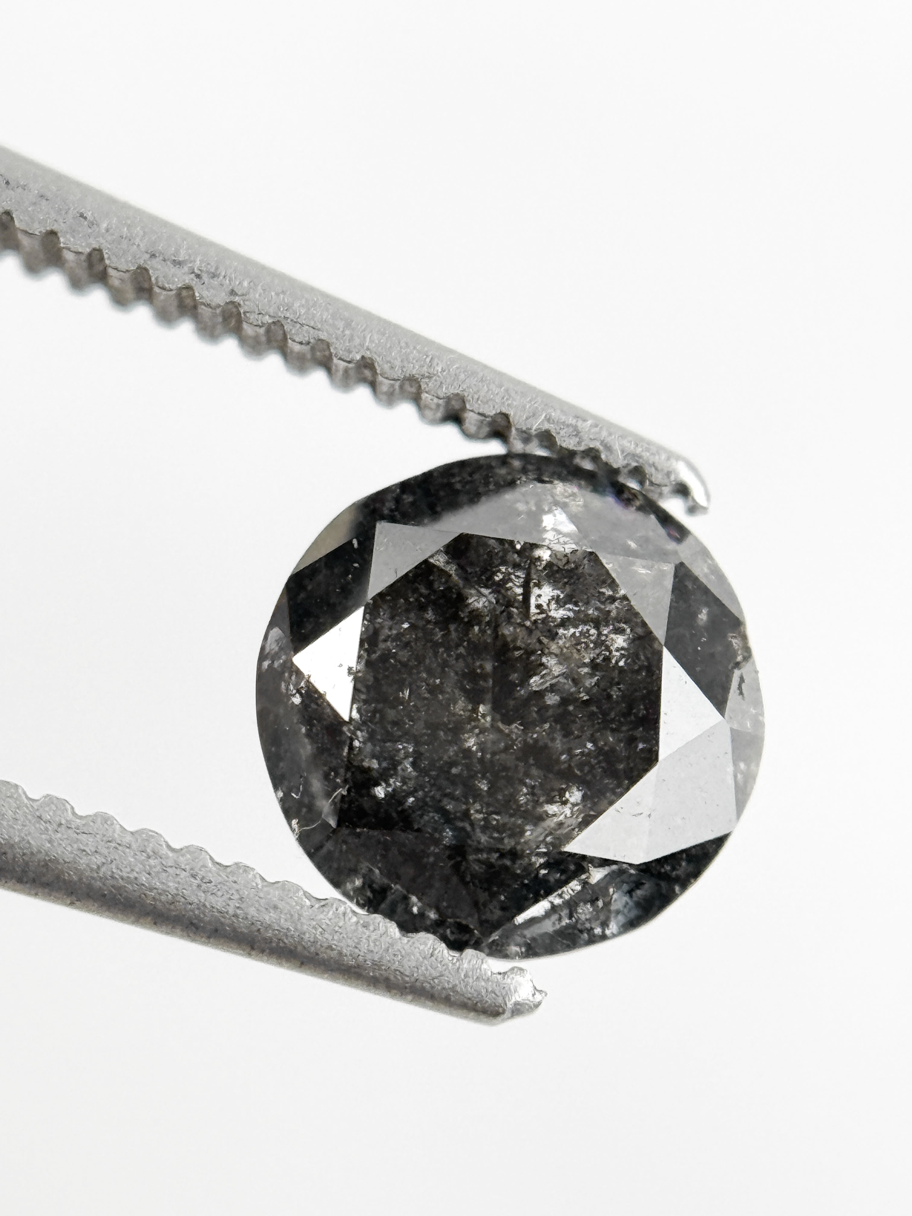1.20 Ct Round Brilliant Cut Black Natural Galaxy Diamond