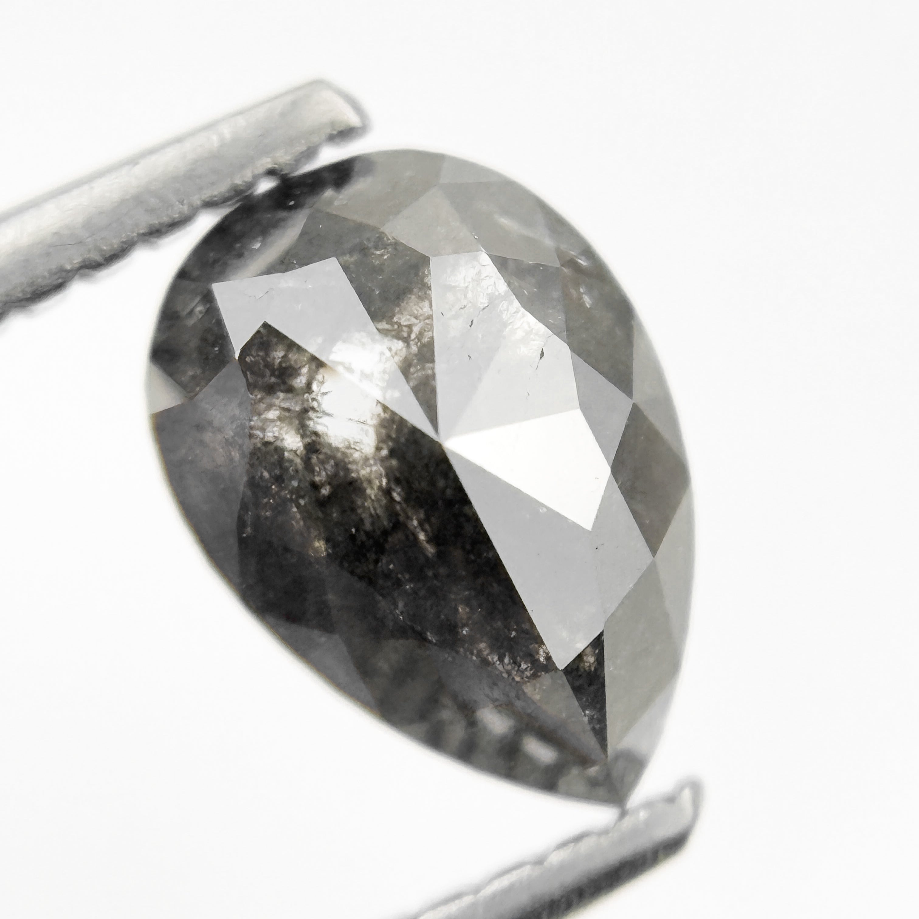 1.24 Ct Pear Rose Cut Grey Natural Minimalist Diamond