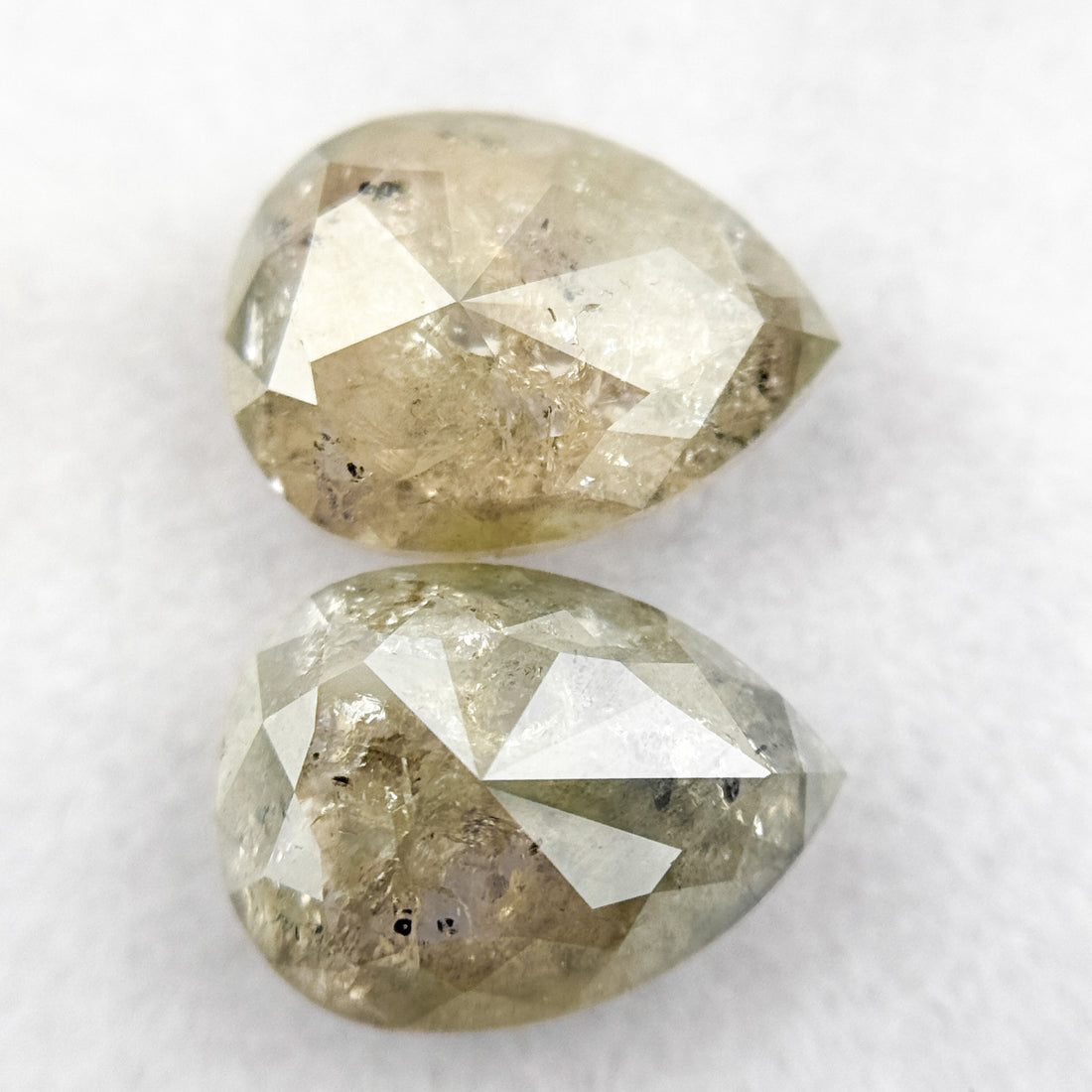 2.93 Ct Pear Rose Cut Grey Natural Salt and pepper Diamond Pair