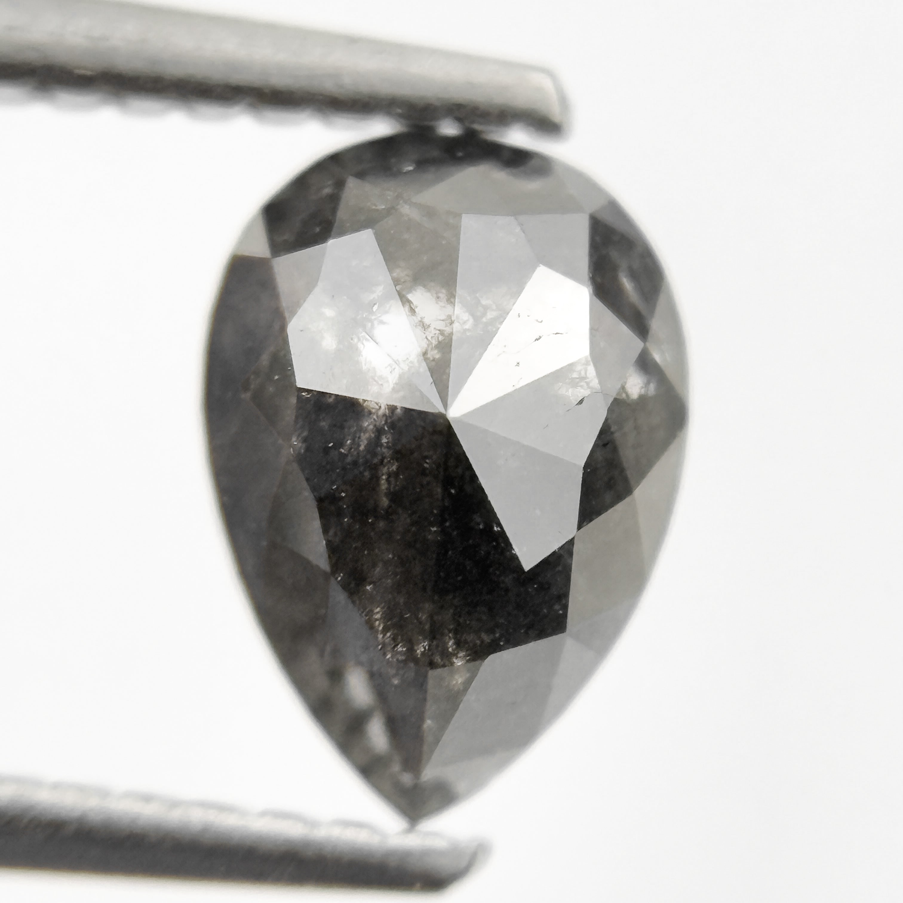 1.24 Ct Pear Rose Cut Grey Natural Minimalist Diamond
