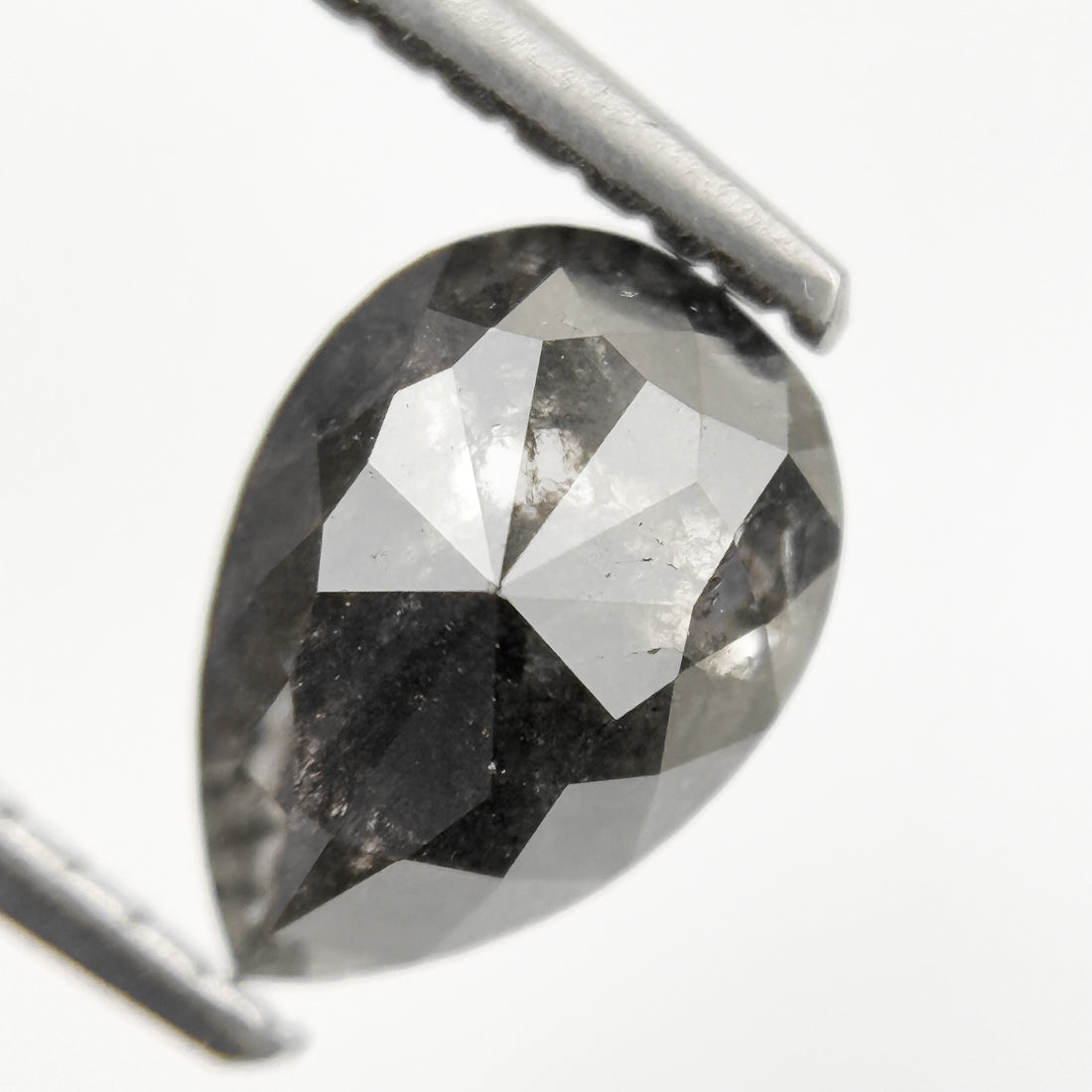 1.24 Ct Pear Rose Cut Grey Natural Minimalist Diamond
