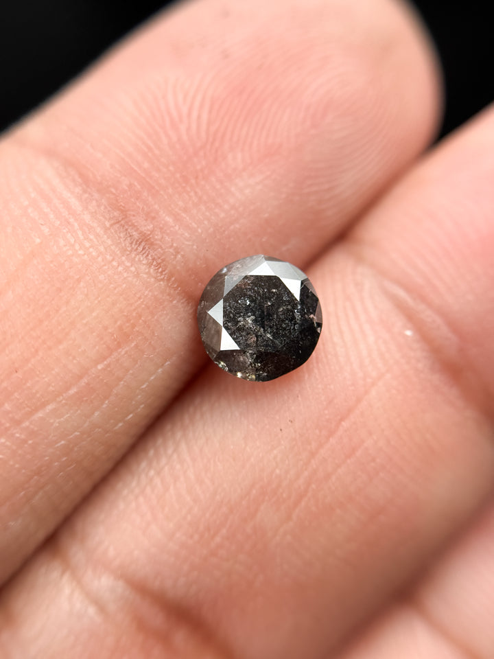 1.20 Ct Round Brilliant Cut Black Natural Galaxy Diamond