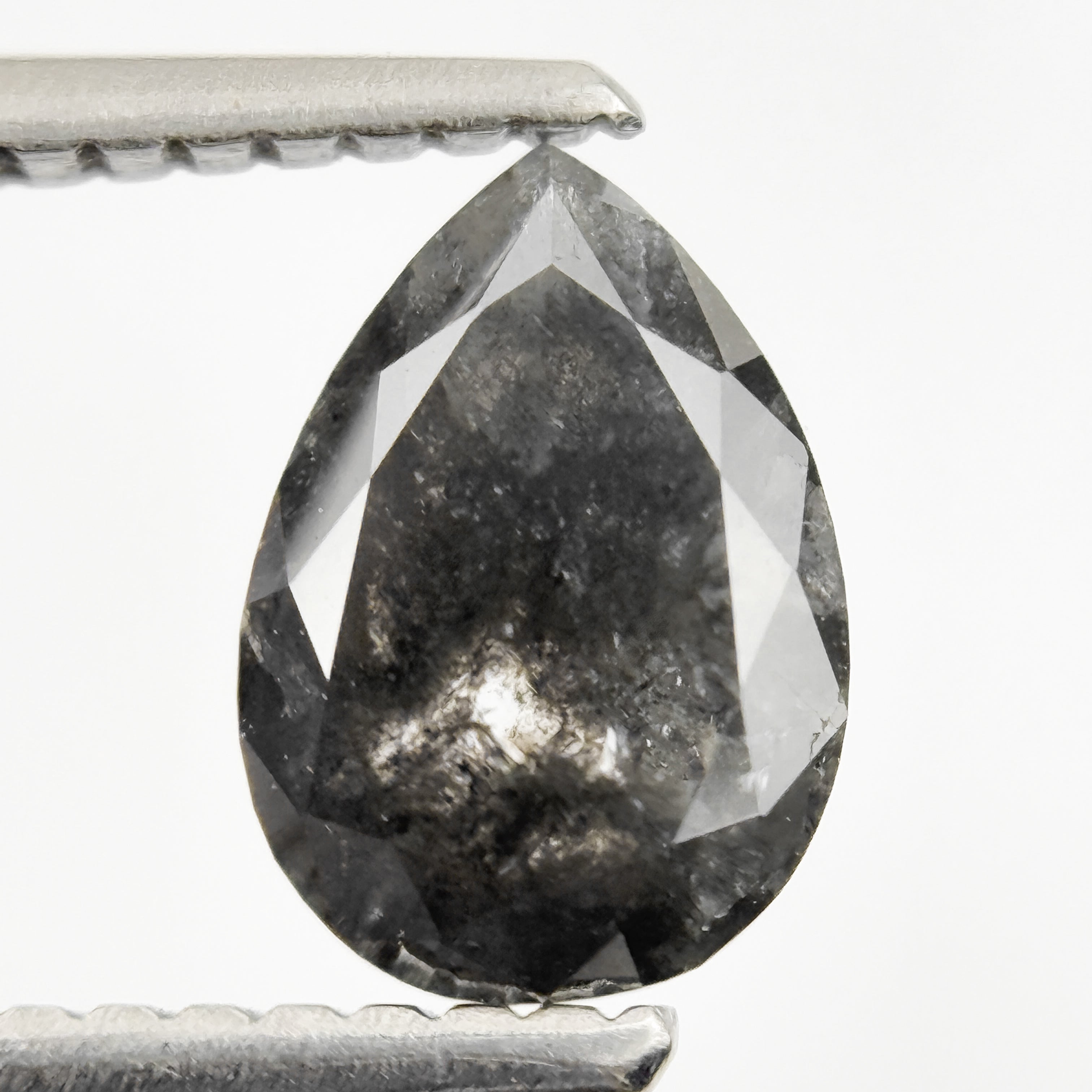 1.24 Ct Pear Rose Cut Grey Natural Minimalist Diamond