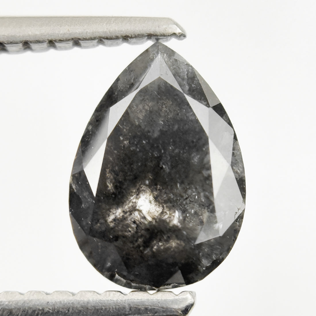 1.24 Ct Pear Rose Cut Grey Natural Minimalist Diamond