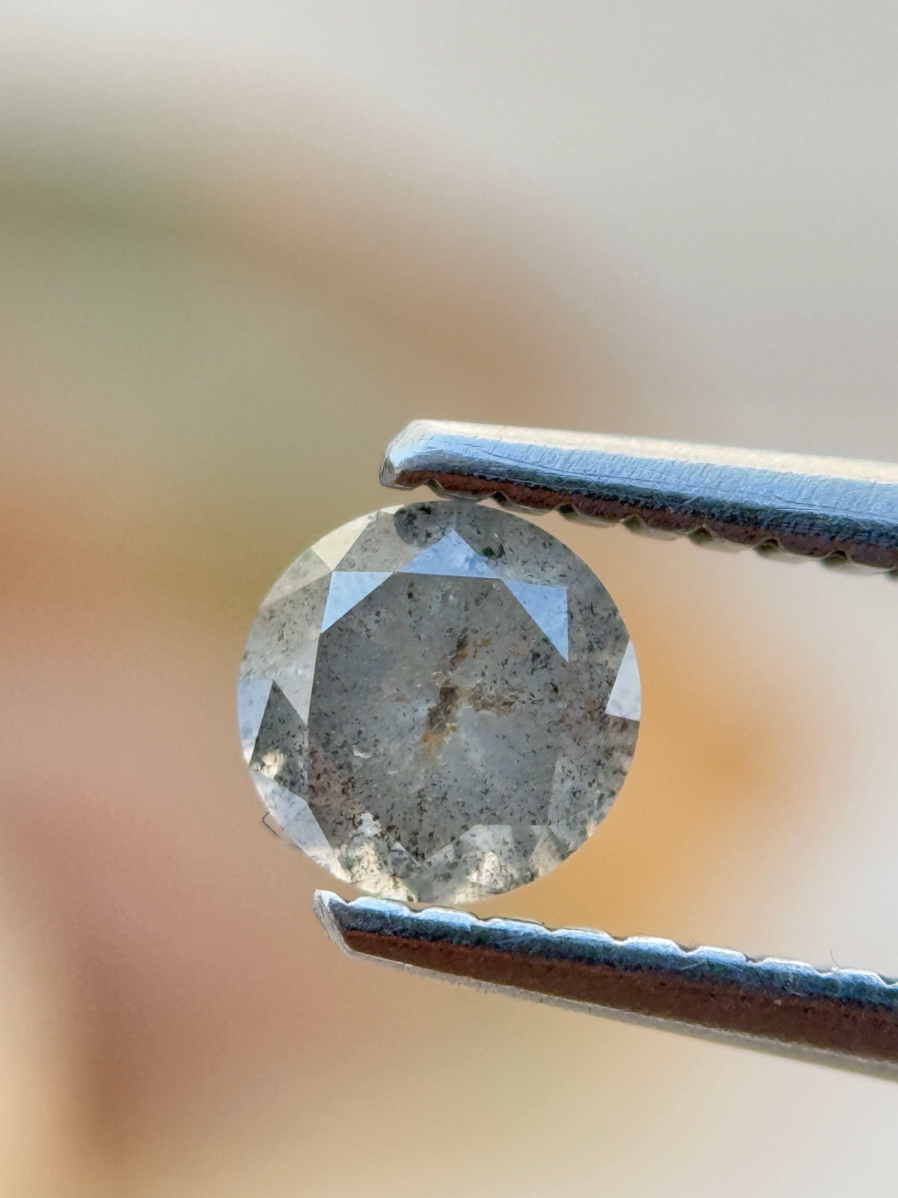 0.58 Ct Round Brilliant Cut Grey Natural Fancy Diamond