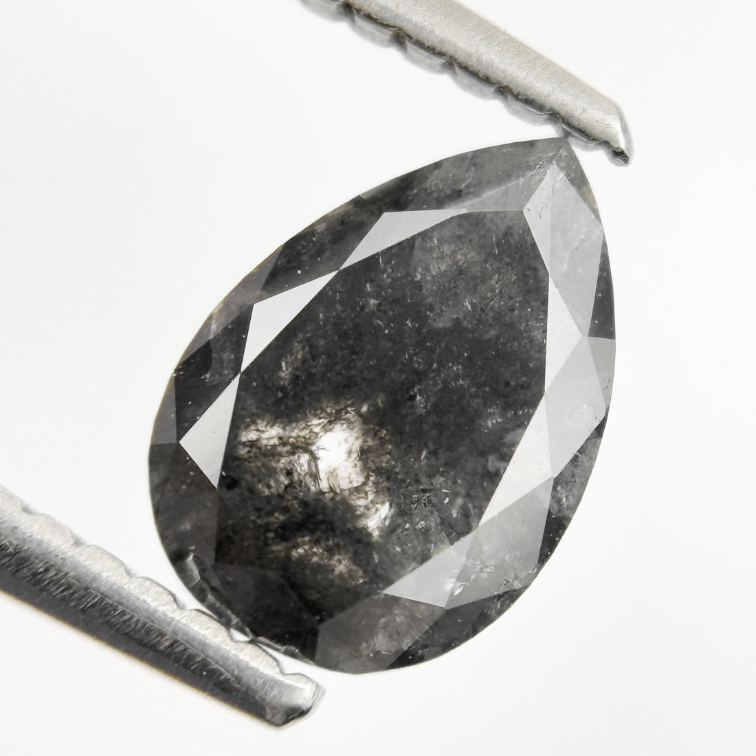 1.24 Ct Pear Rose Cut Grey Natural Minimalist Diamond