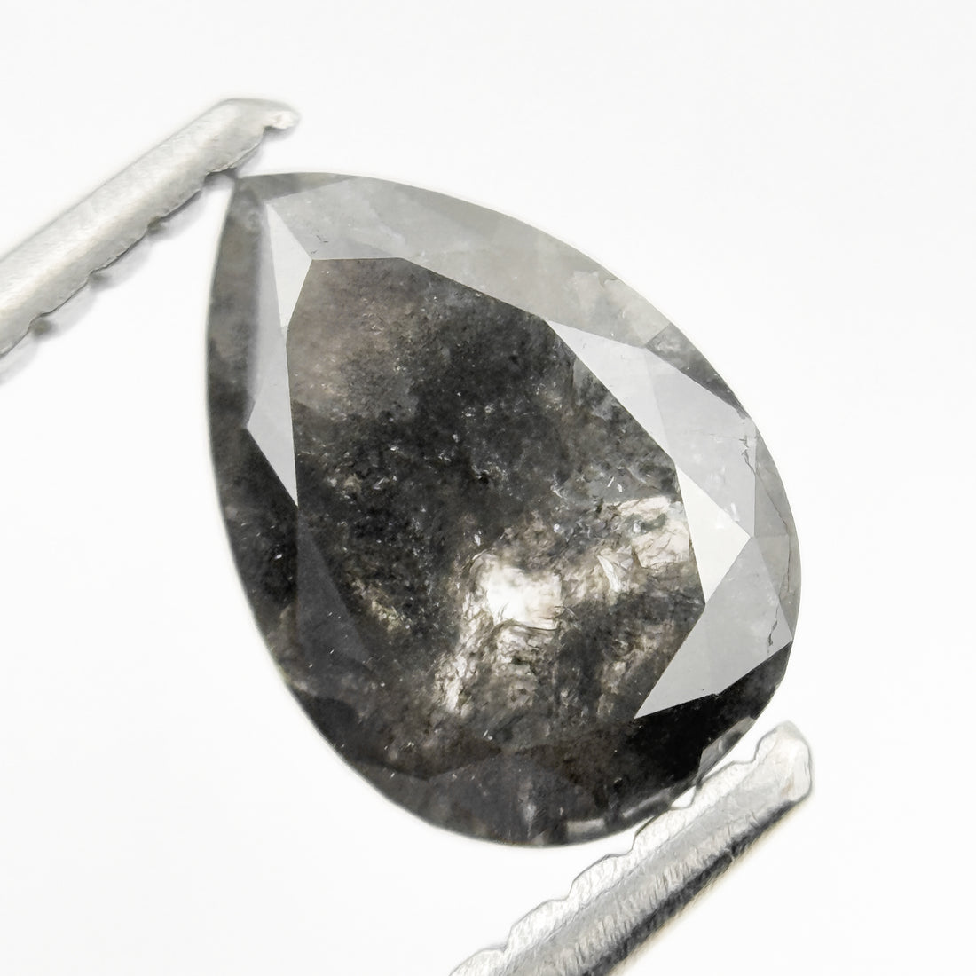 1.24 Ct Pear Rose Cut Grey Natural Minimalist Diamond