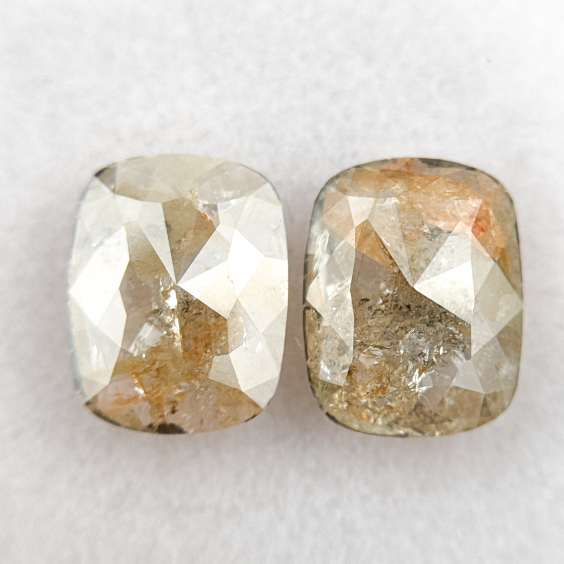 1.83 Ct Oval Rose Cut Grey Natural Galaxy Diamond Pair