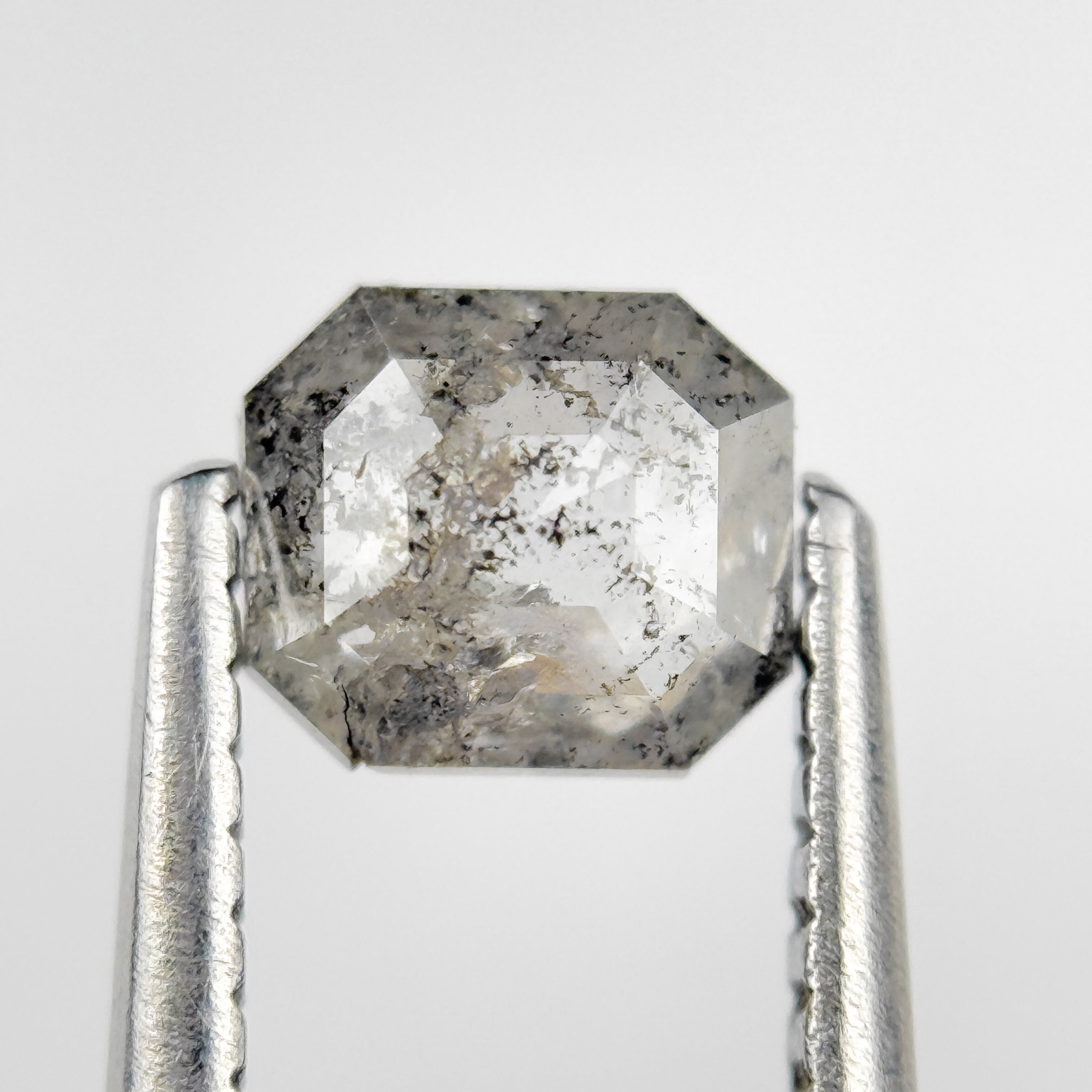 0.71 Ct Emerald Rose Cut Grey Natural Salt and Pepper Diamond