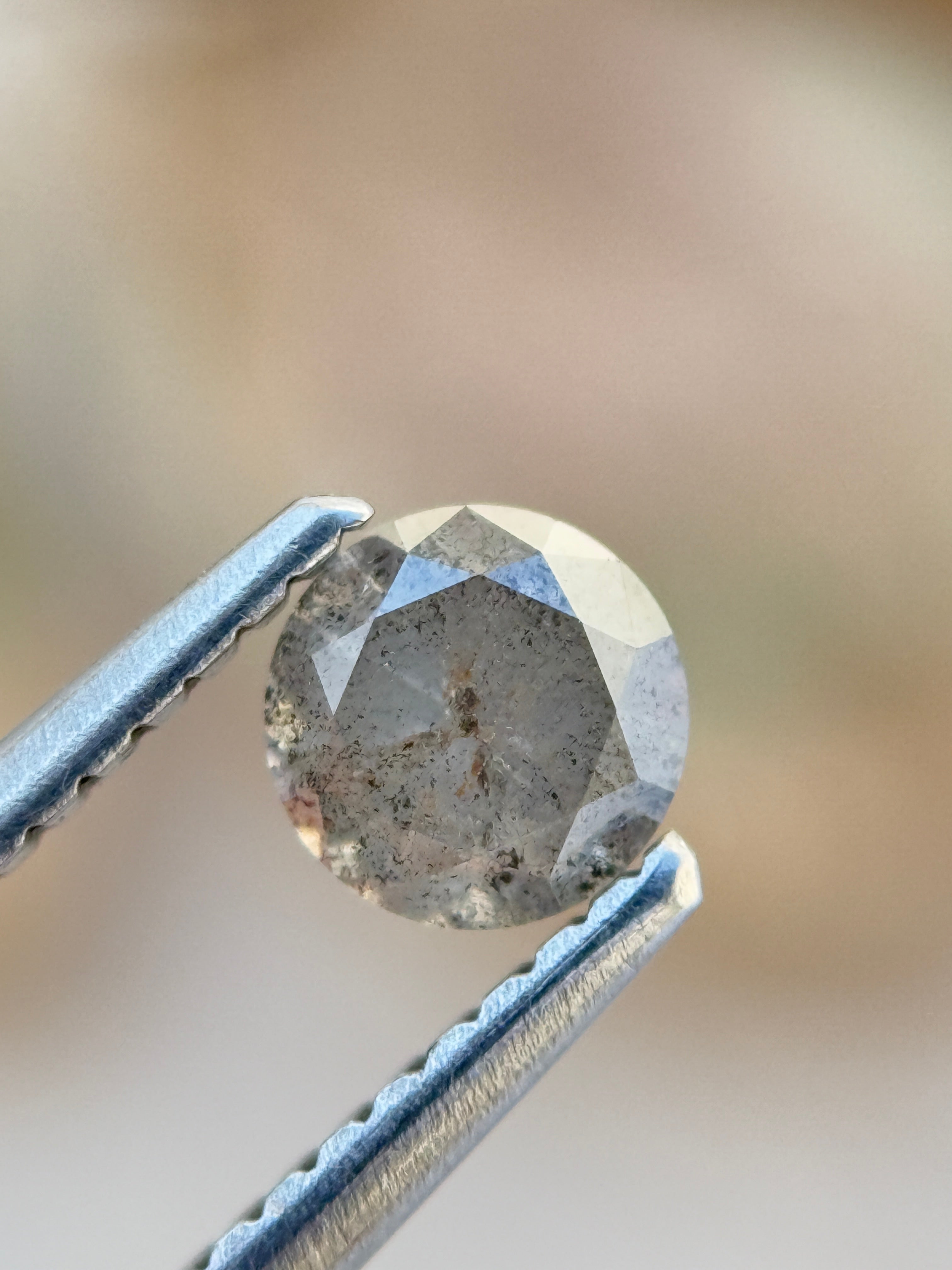 0.58 Ct Round Brilliant Cut Grey Natural Fancy Diamond