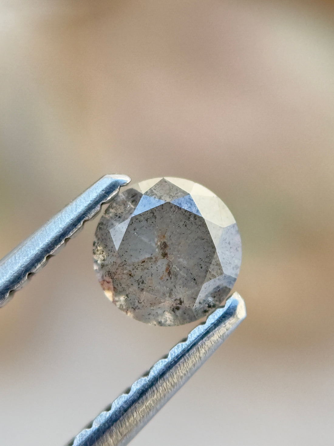 0.58 Ct Round Brilliant Cut Grey Natural Fancy Diamond