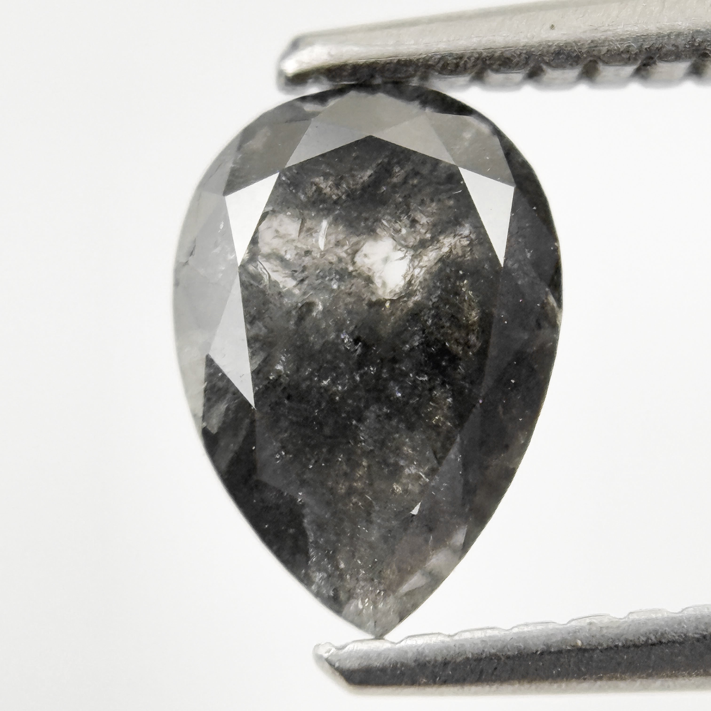 1.24 Ct Pear Rose Cut Grey Natural Minimalist Diamond
