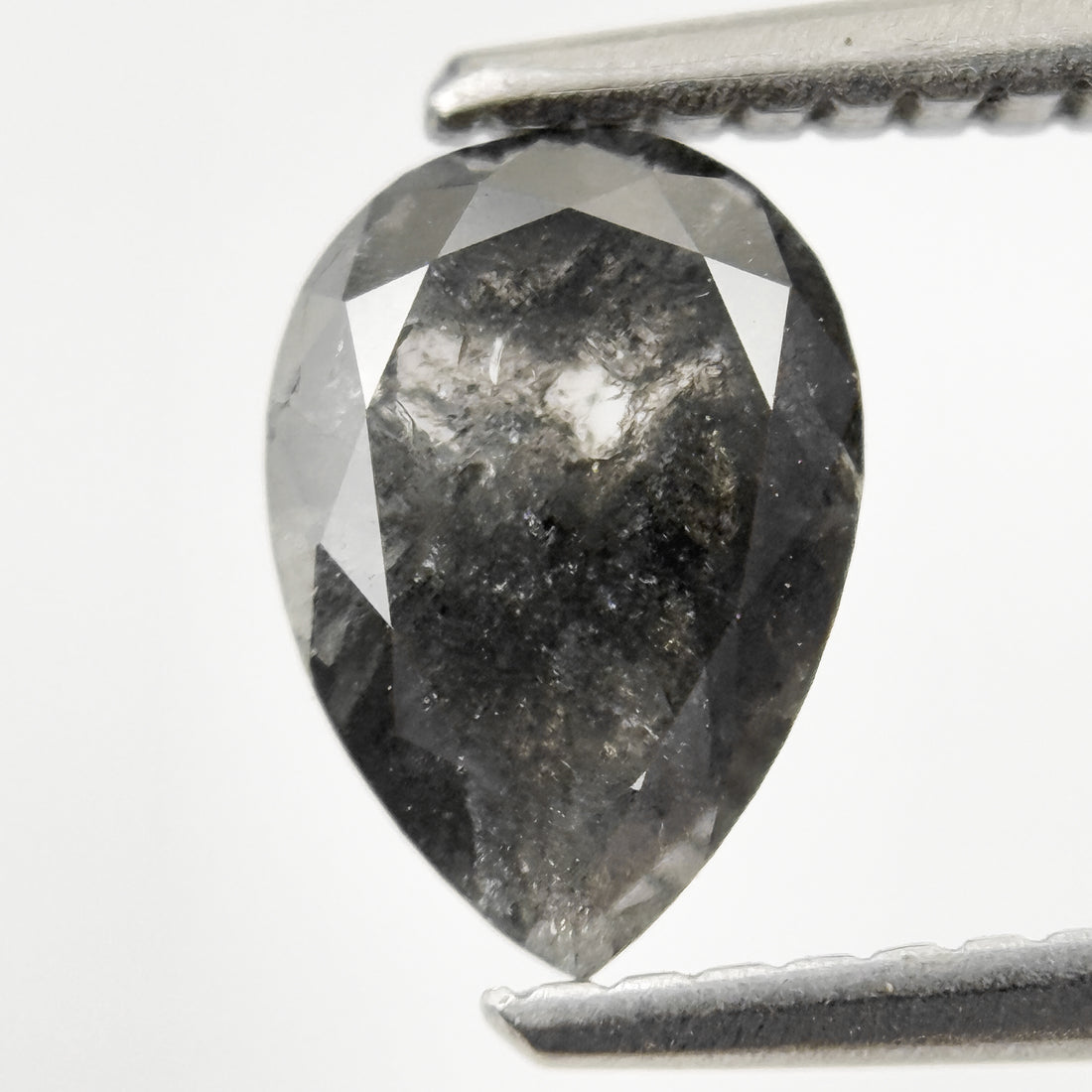1.24 Ct Pear Rose Cut Grey Natural Minimalist Diamond