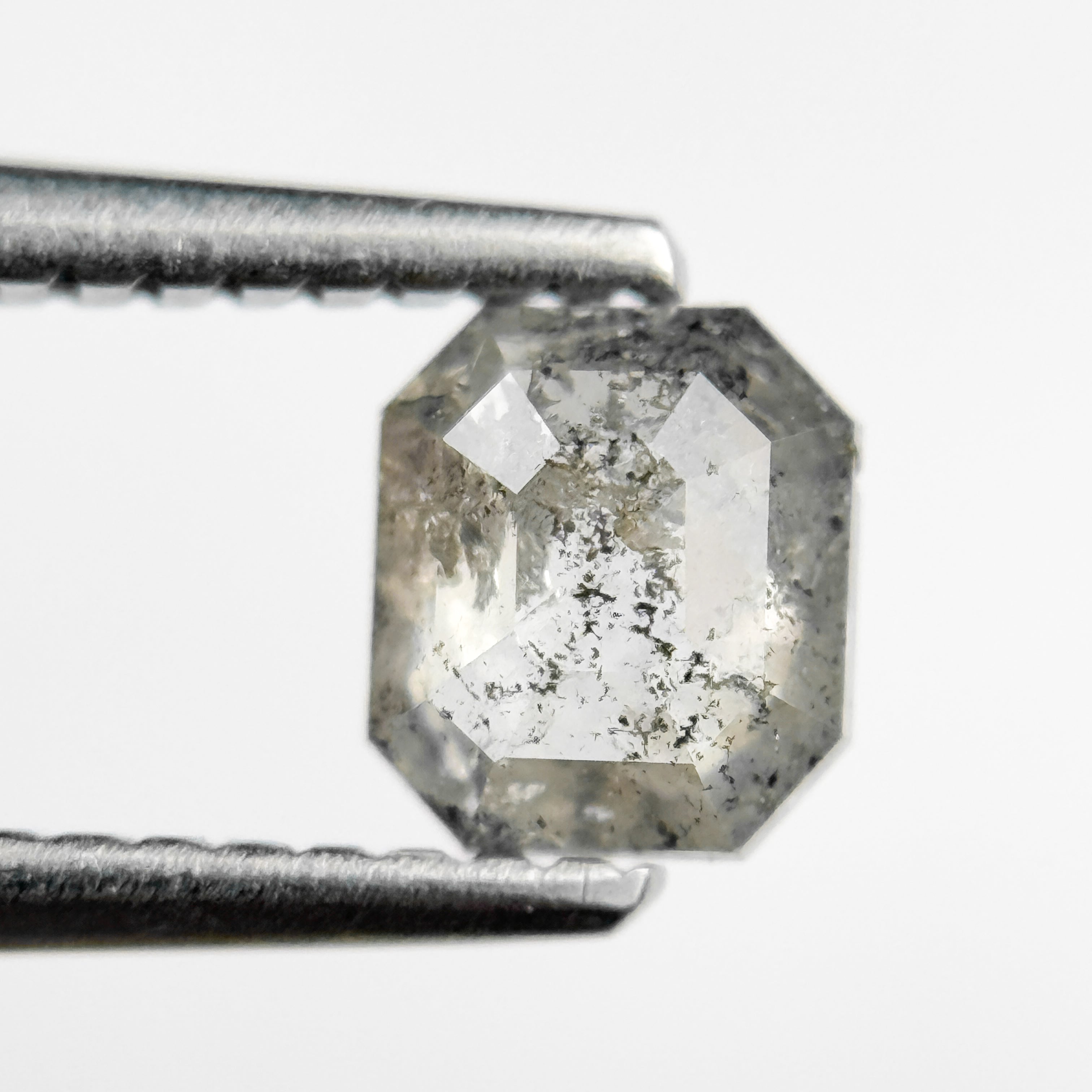 0.71 Ct Emerald Rose Cut Grey Natural Salt and Pepper Diamond