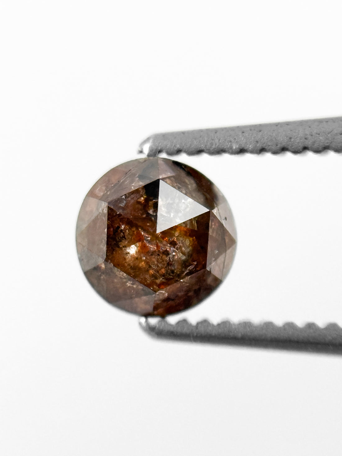 0.75 Ct Round Rose Cut Brownish Red Natural Fancy Diamond