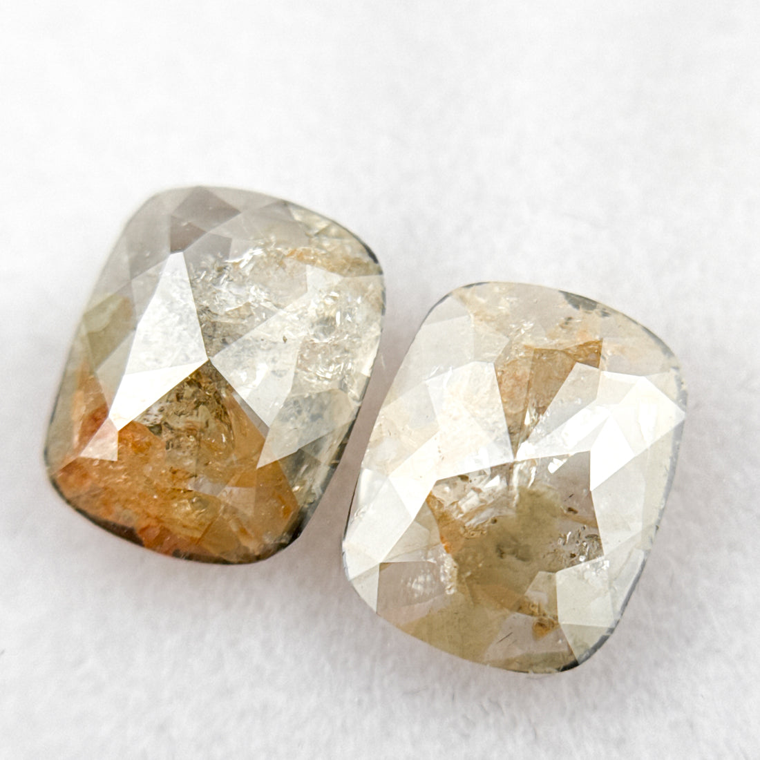 1.83 Ct Oval Rose Cut Grey Natural Galaxy Diamond Pair
