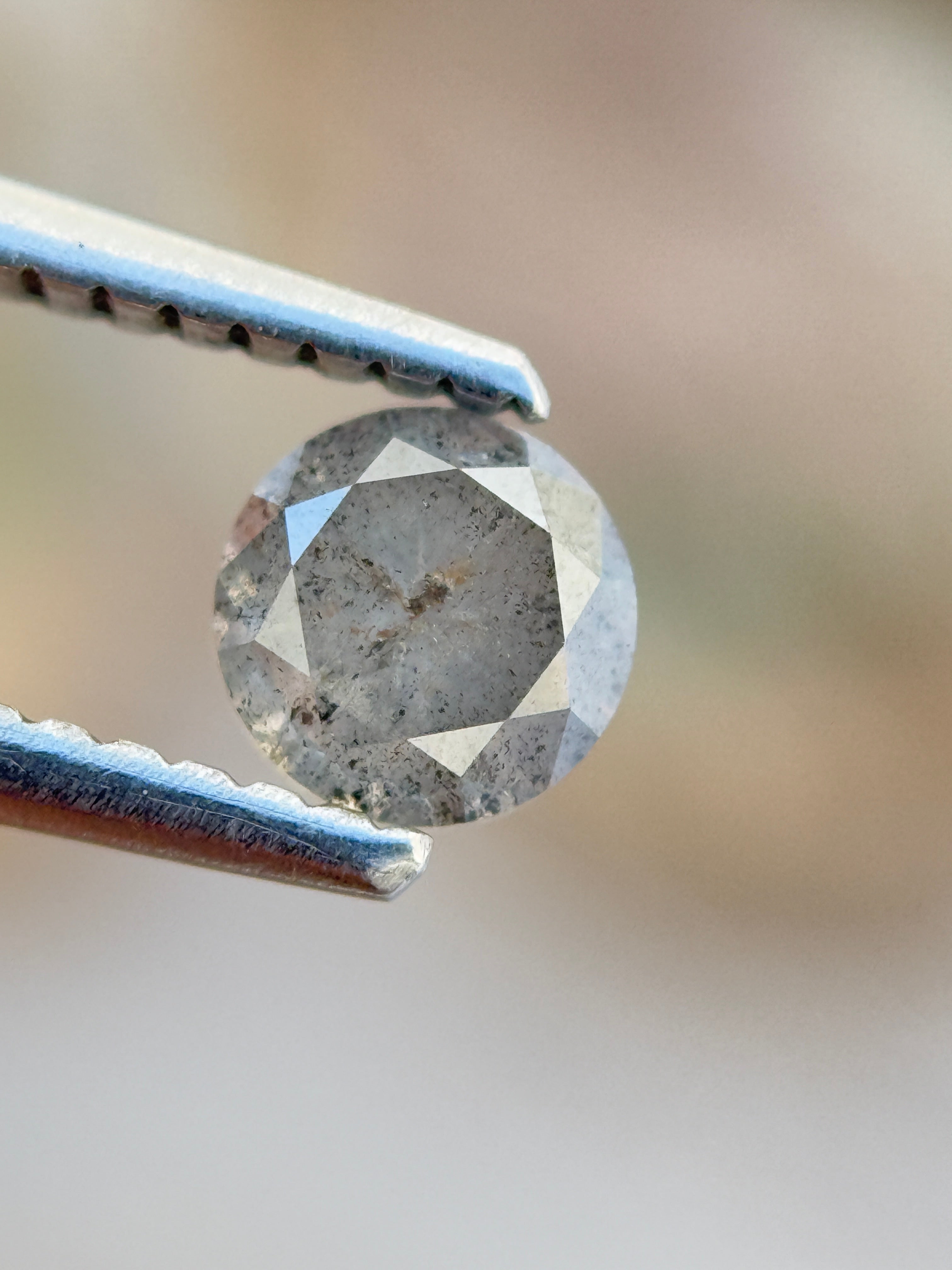0.58 Ct Round Brilliant Cut Grey Natural Fancy Diamond